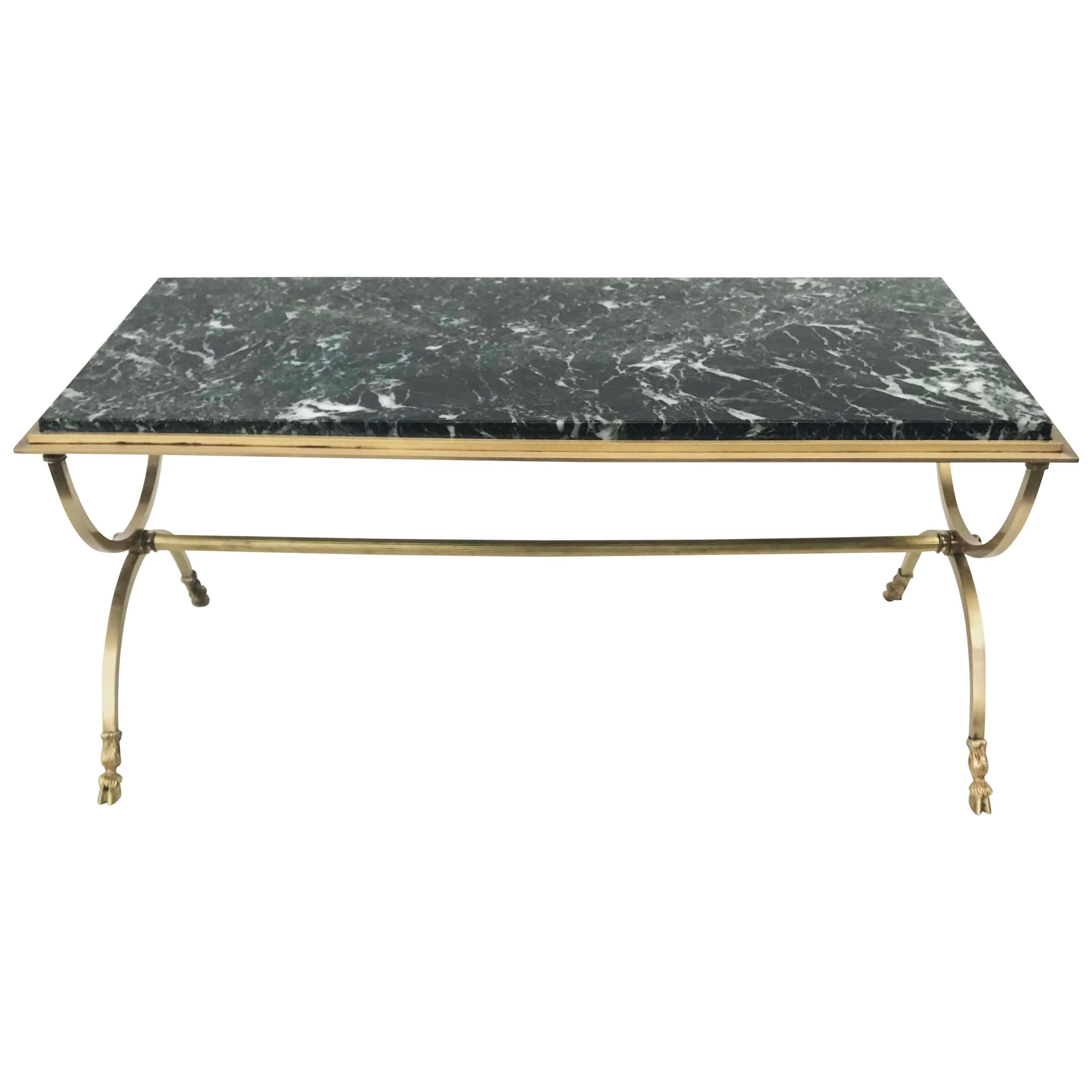 Maison Jansen Bronze and Marble Coffee Table For Sale