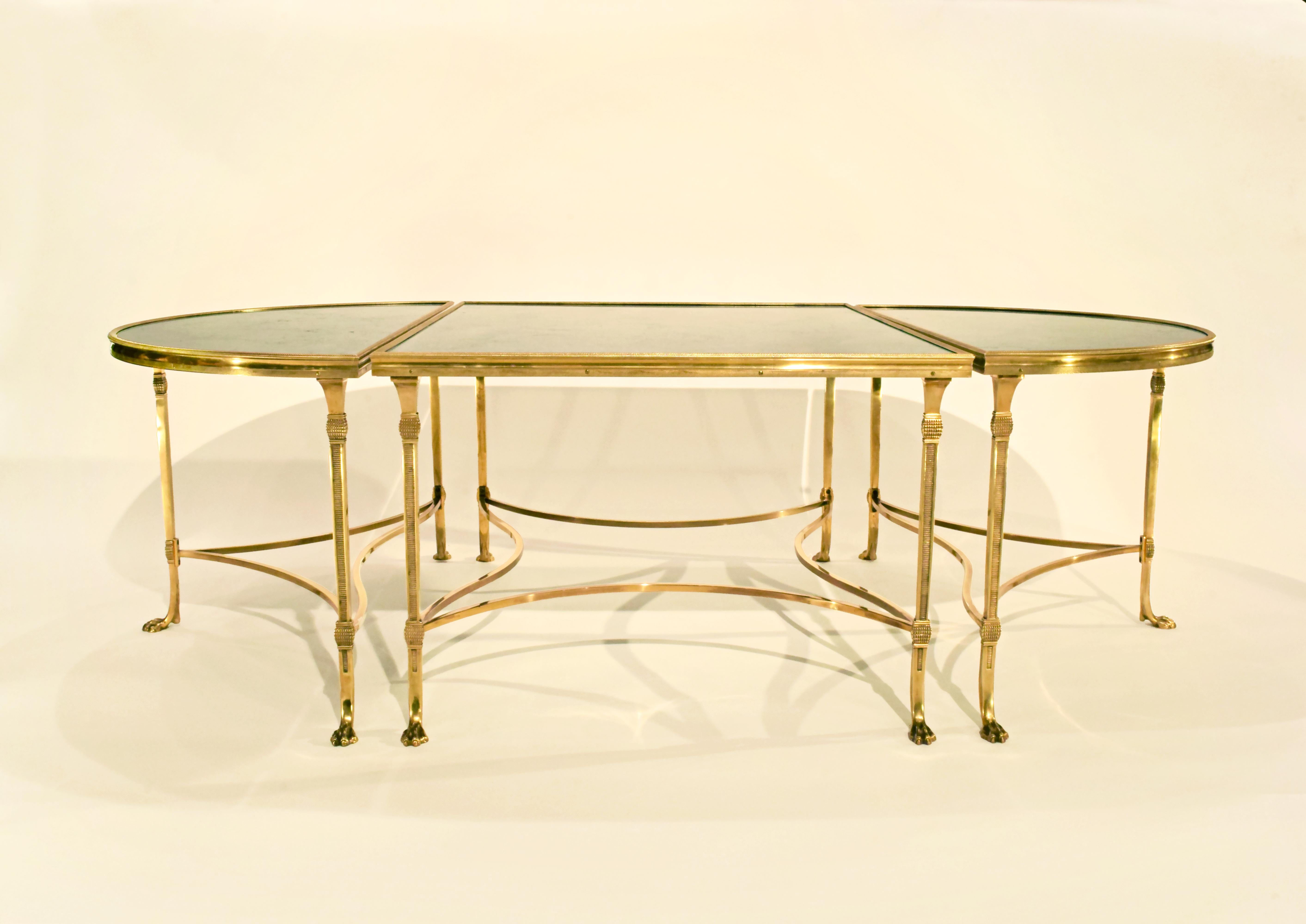 Maison Jansen Bronze and Marble Tripartite Cocktail Table In Good Condition In Dallas, TX