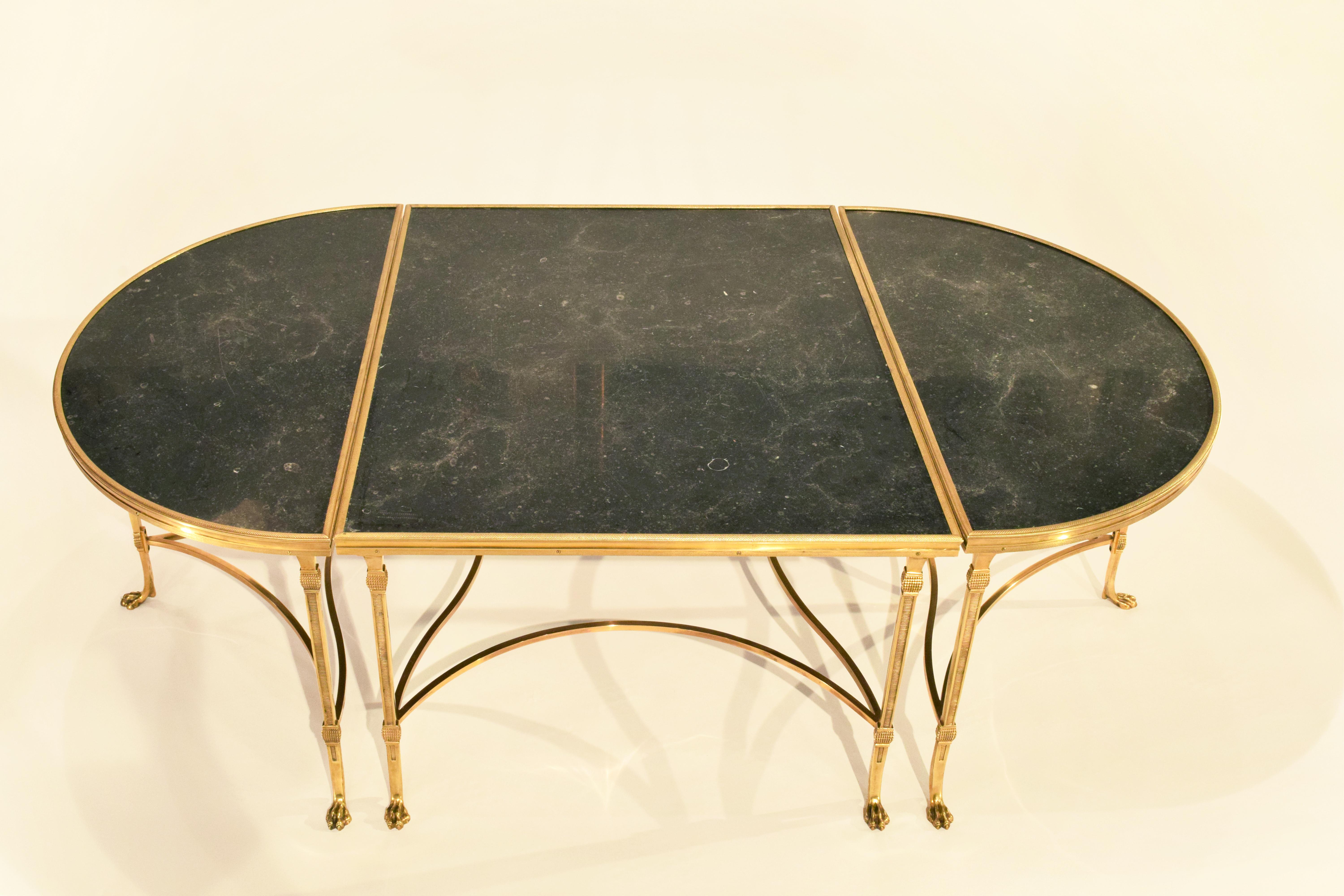 20th Century Maison Jansen Bronze and Marble Tripartite Cocktail Table