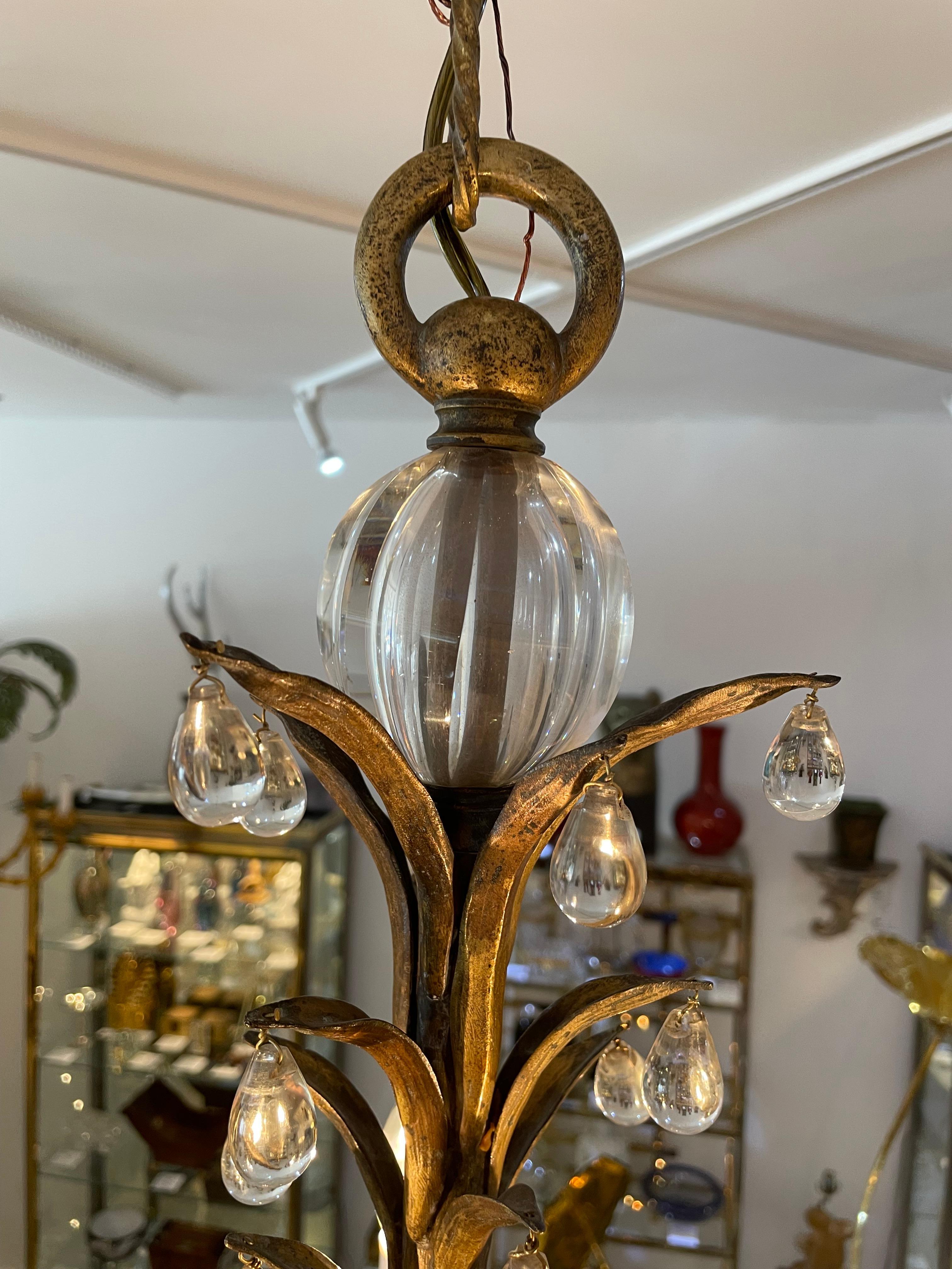 Bronze Chandelier with Dolphin Figures Style of Maison Jansen For Sale 4
