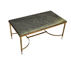 Maison Jansen Bronze Green Marble-Top Coffee Table French Neoclassical Late 1950