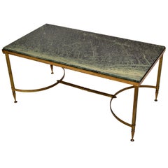 Maison Jansen Bronze Green Marble-Top Coffee Table French Neoclassical Late 1950