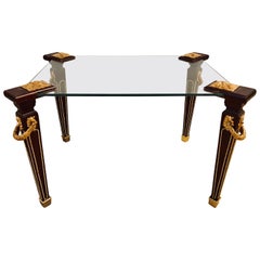 Maison Jansen Bronze Mounted Louis XVI Style Glass Top Coffee End Table