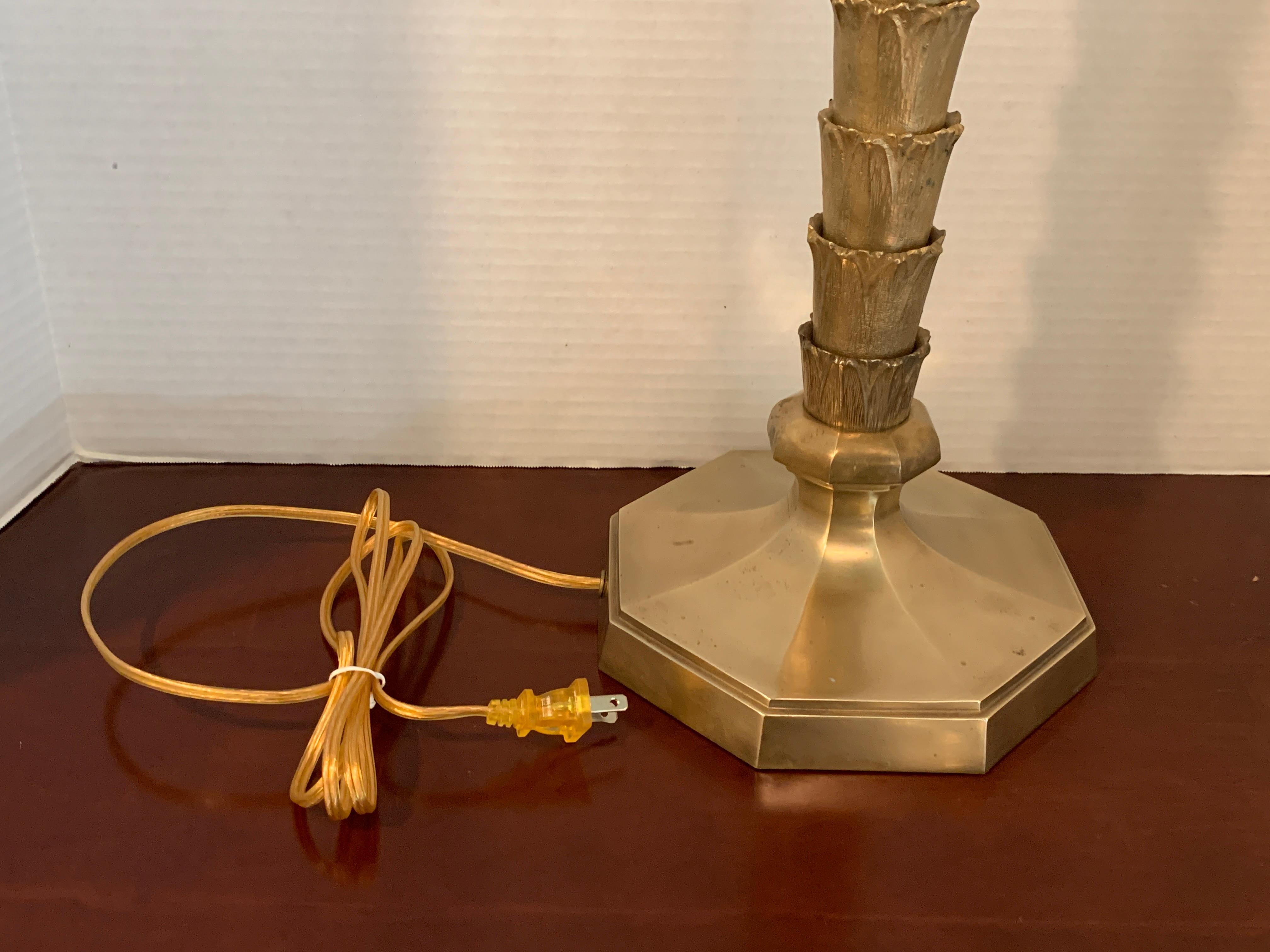 Maison Jansen Bronze Palm Tree Column Lamp In Good Condition For Sale In Atlanta, GA