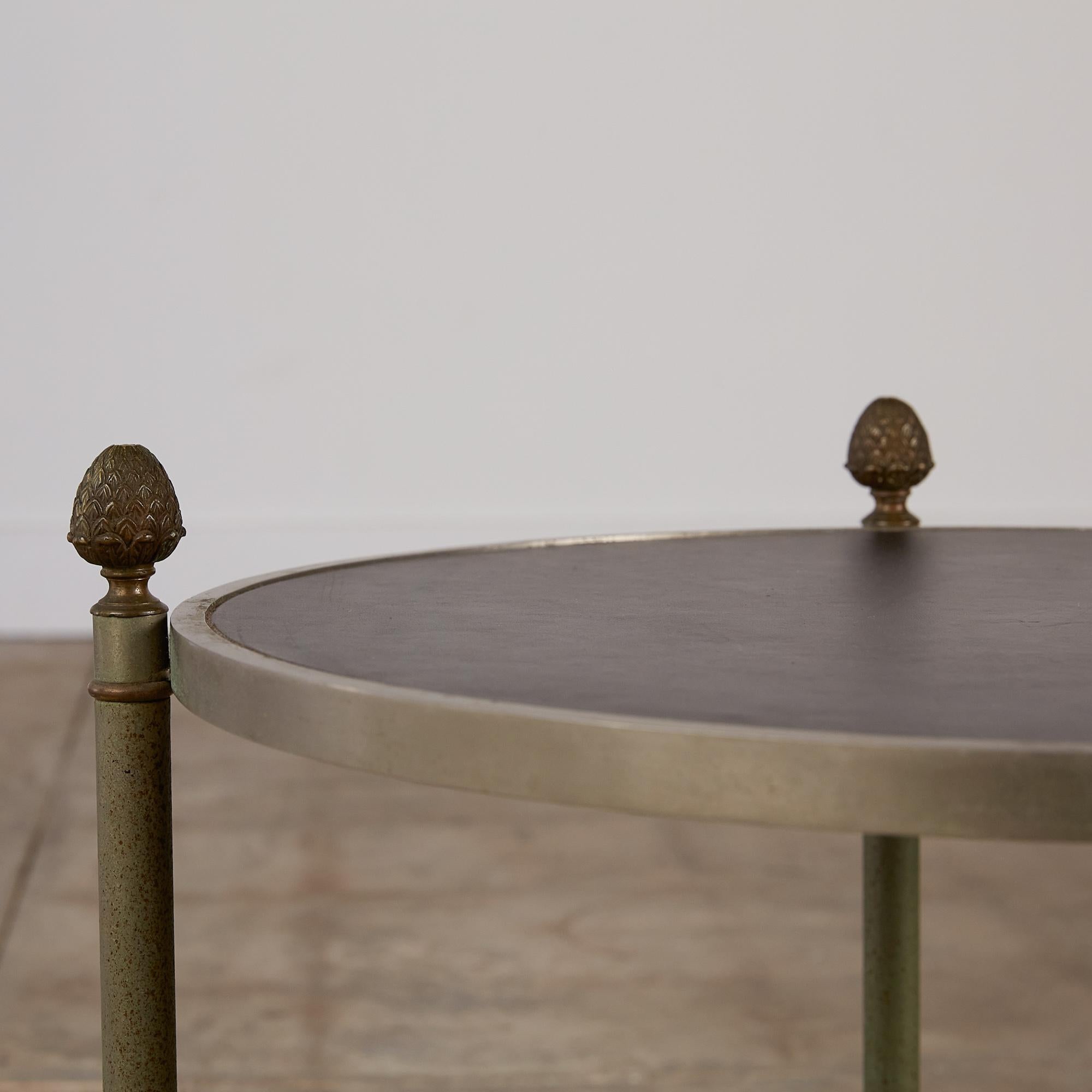 Maison Jansen Bronze Side Table with Leather Top 4