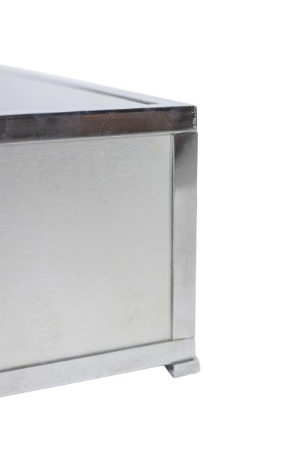 Metal Maison Jansen. Brushed aluminum and metal planter. 1970s. For Sale