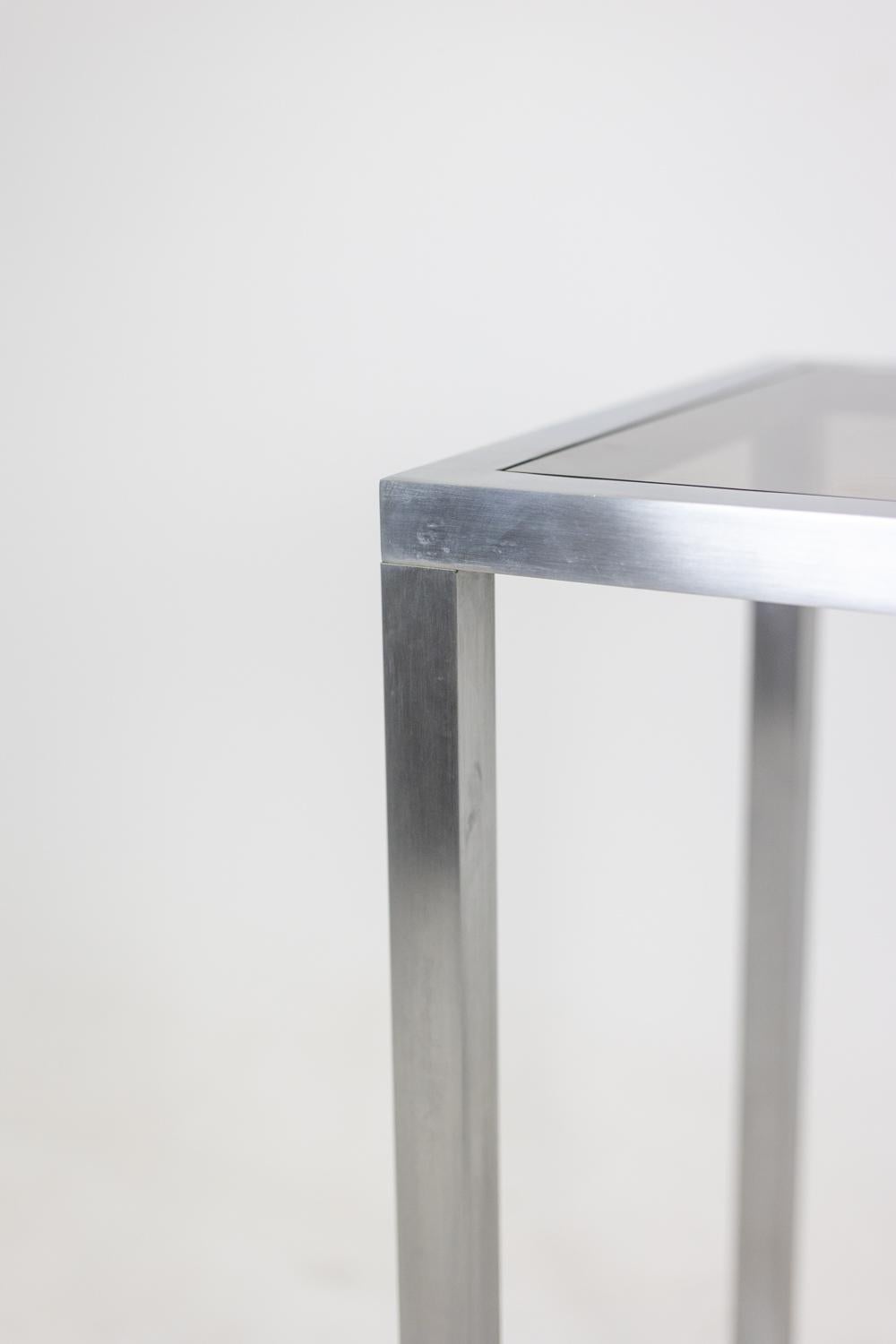 Maison Jansen. Konsole aus gebürstetem Aluminium. 1970er Jahre. (20. Jahrhundert)