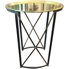Maison Jansen Brushed Steel and Brass Tray Table