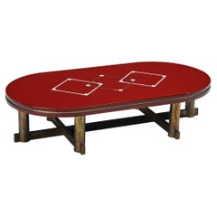 Maison Jansen Burgundy Coffee Table in Brass and Mother of Pearl Inlay
