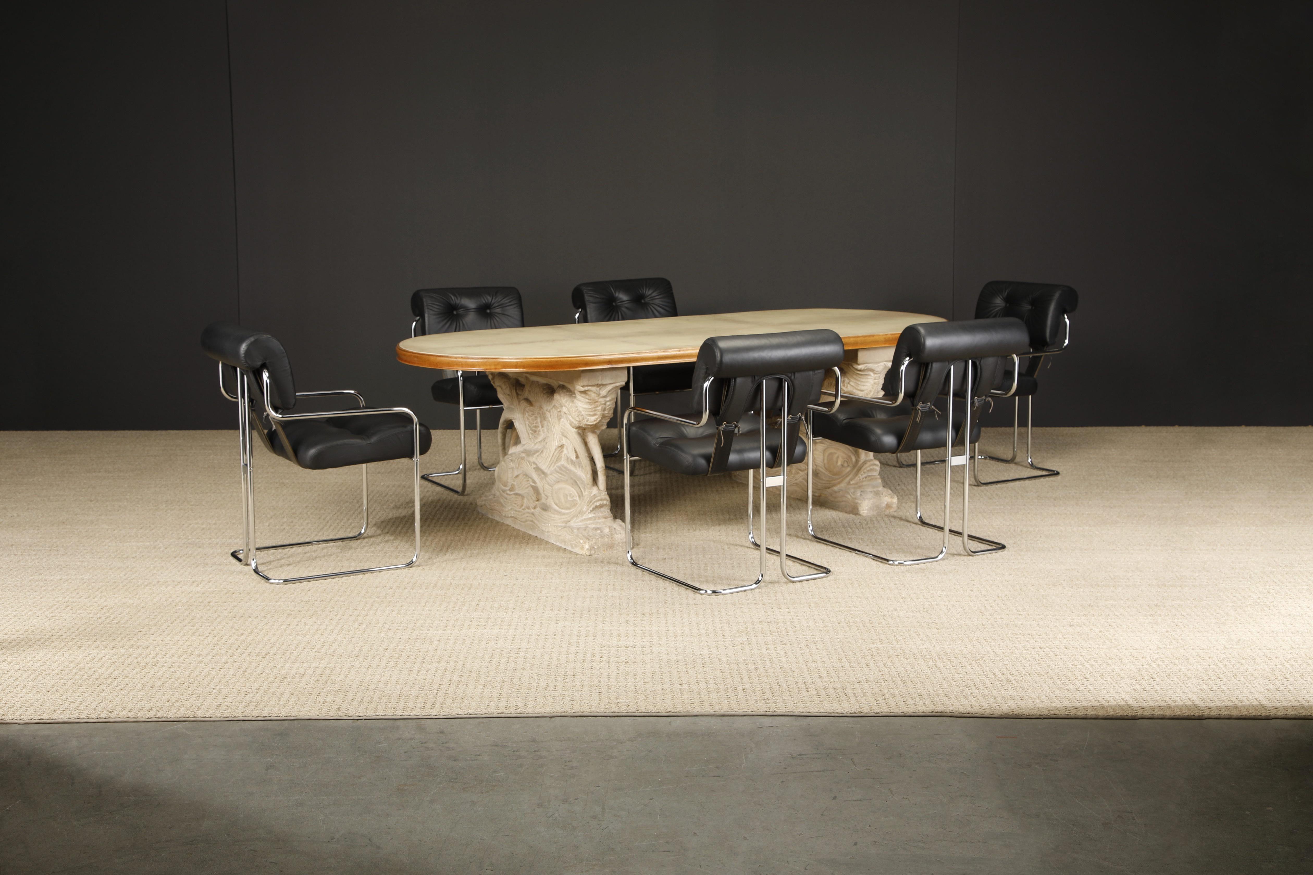 Table de salle à manger en pierre sculptée, Oak et Vellum laqué de la Maison Jansen, c. 1940 en vente 10