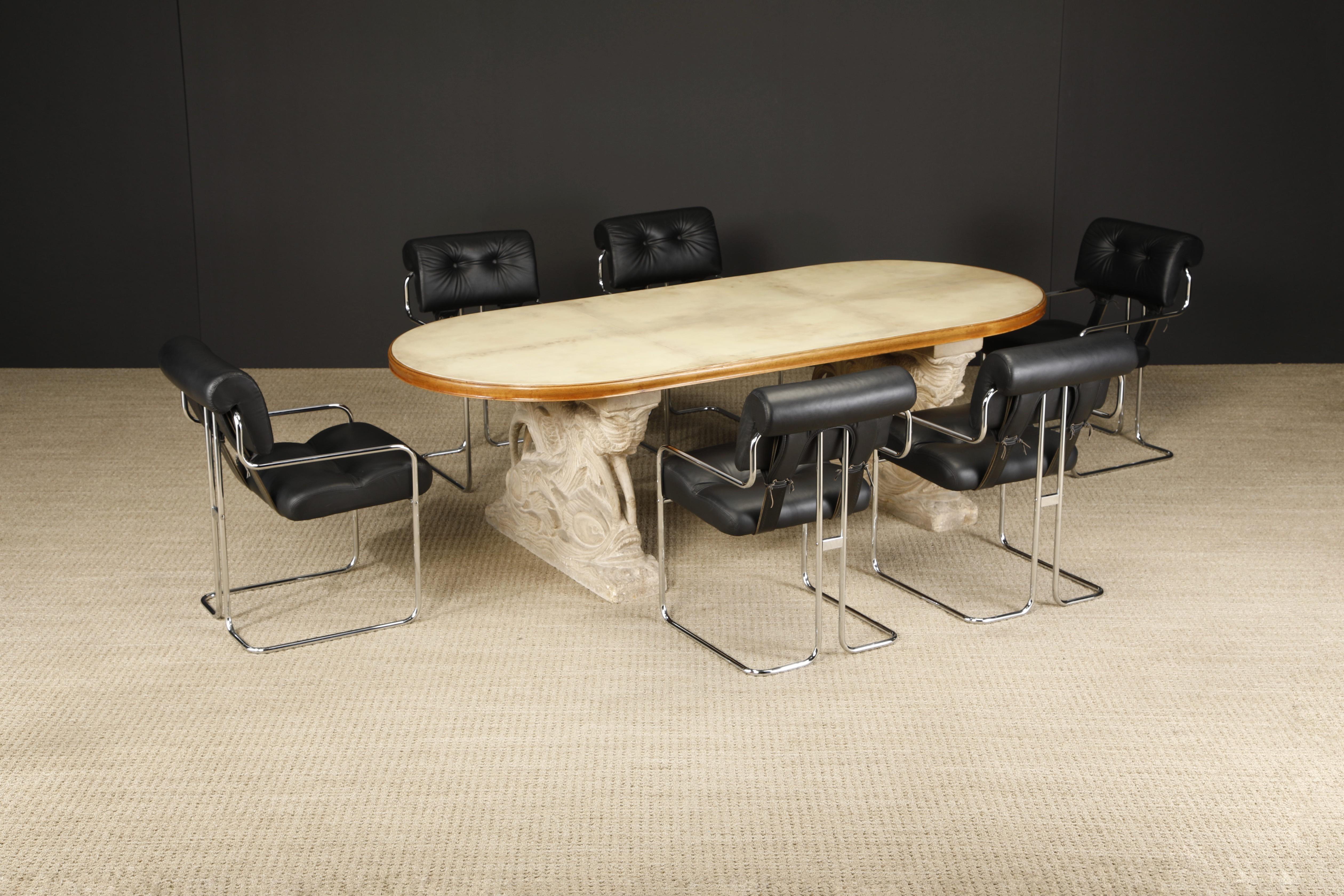 Table de salle à manger en pierre sculptée, Oak et Vellum laqué de la Maison Jansen, c. 1940 en vente 11