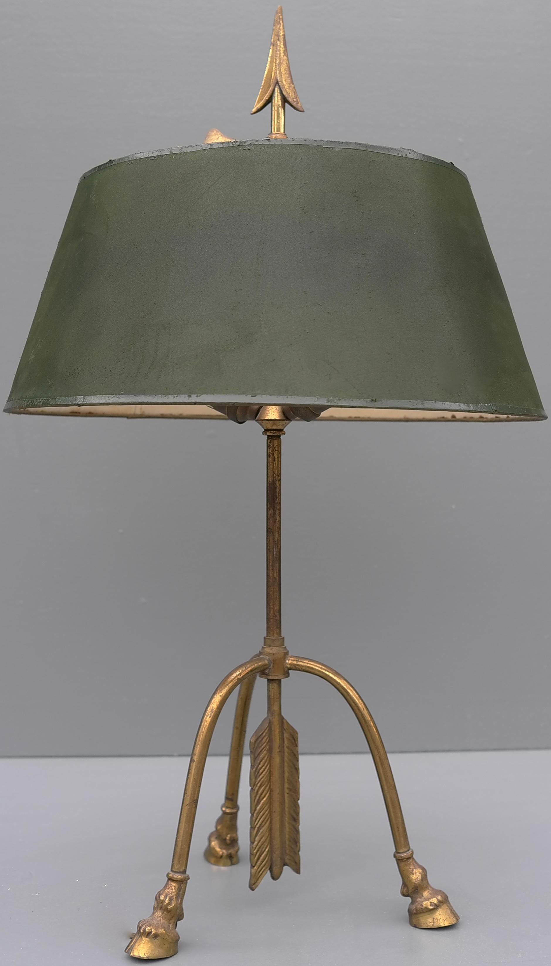 Mid-Century Modern Maison Jansen 'Centaur' Hooves and Arrow Brass Table Lamp, France 1940's