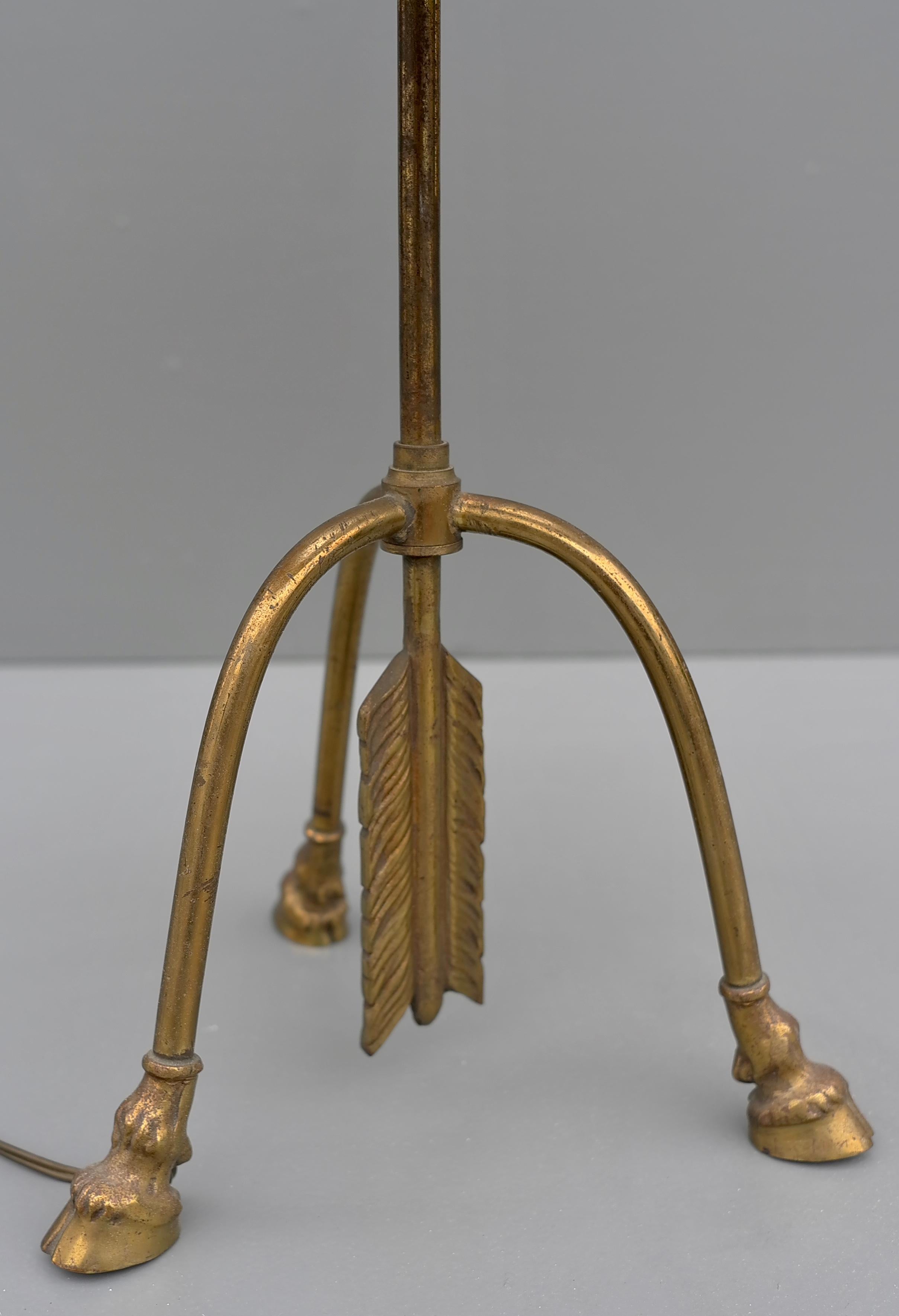 20th Century Maison Jansen 'Centaur' Hooves and Arrow Brass Table Lamp, France 1940's