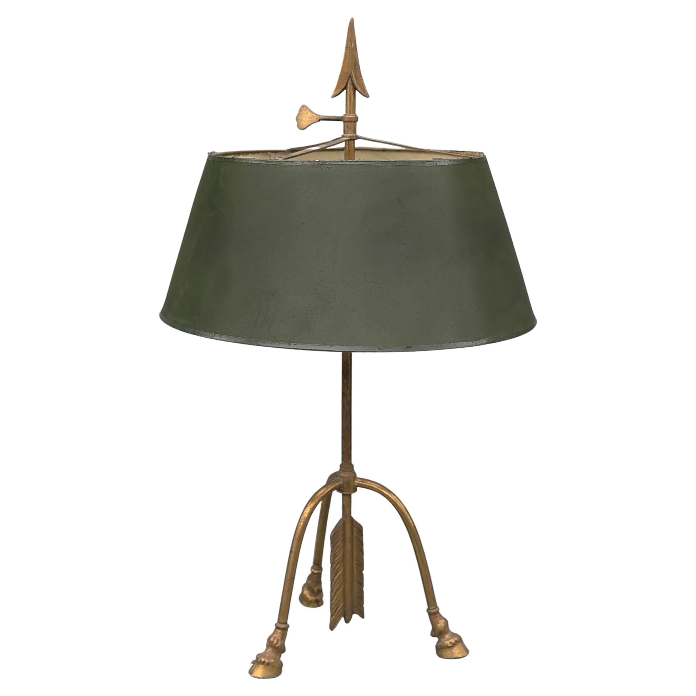 Maison Jansen 'Centaur' Hooves and Arrow Brass Table Lamp, France 1940's