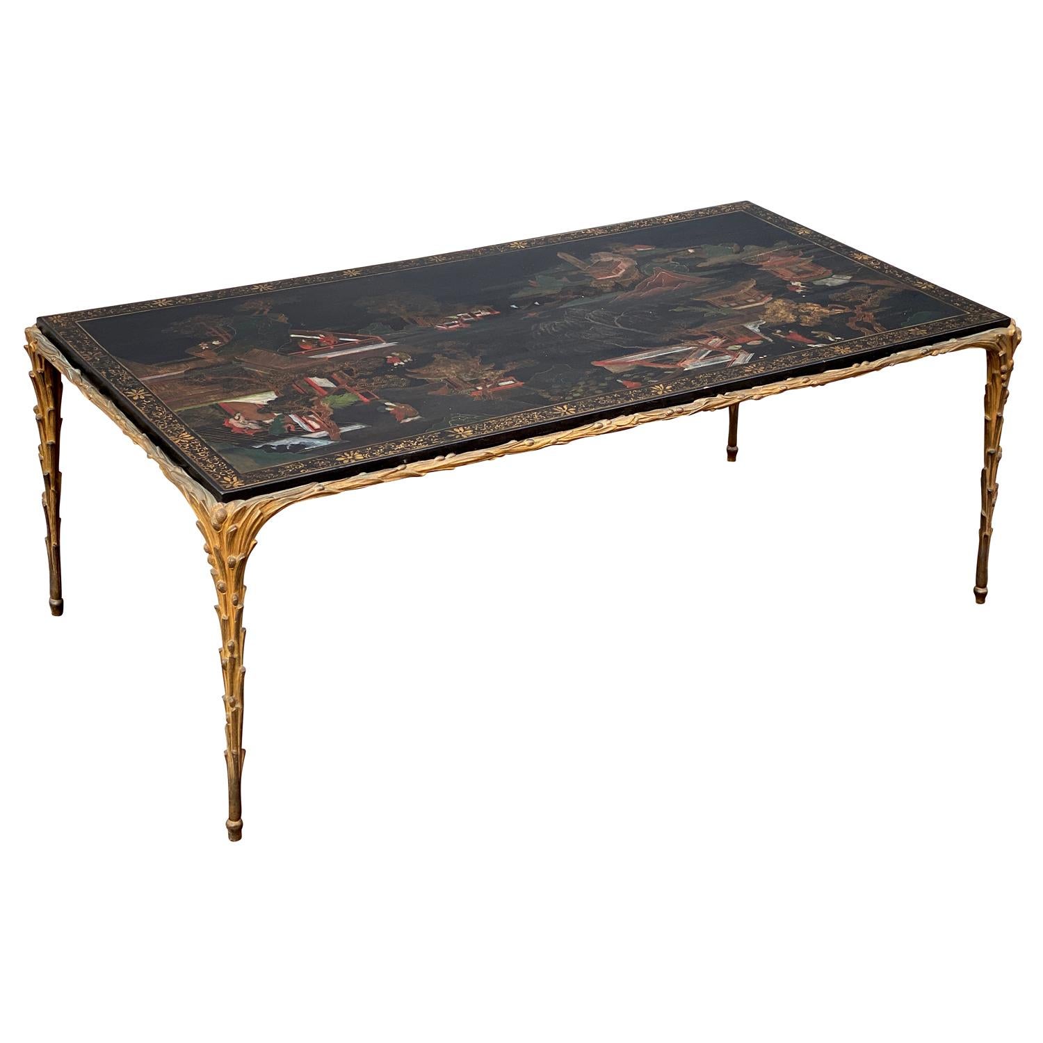 Maison Jansen Chinoiserie and Gilt Bronze Coffee Table