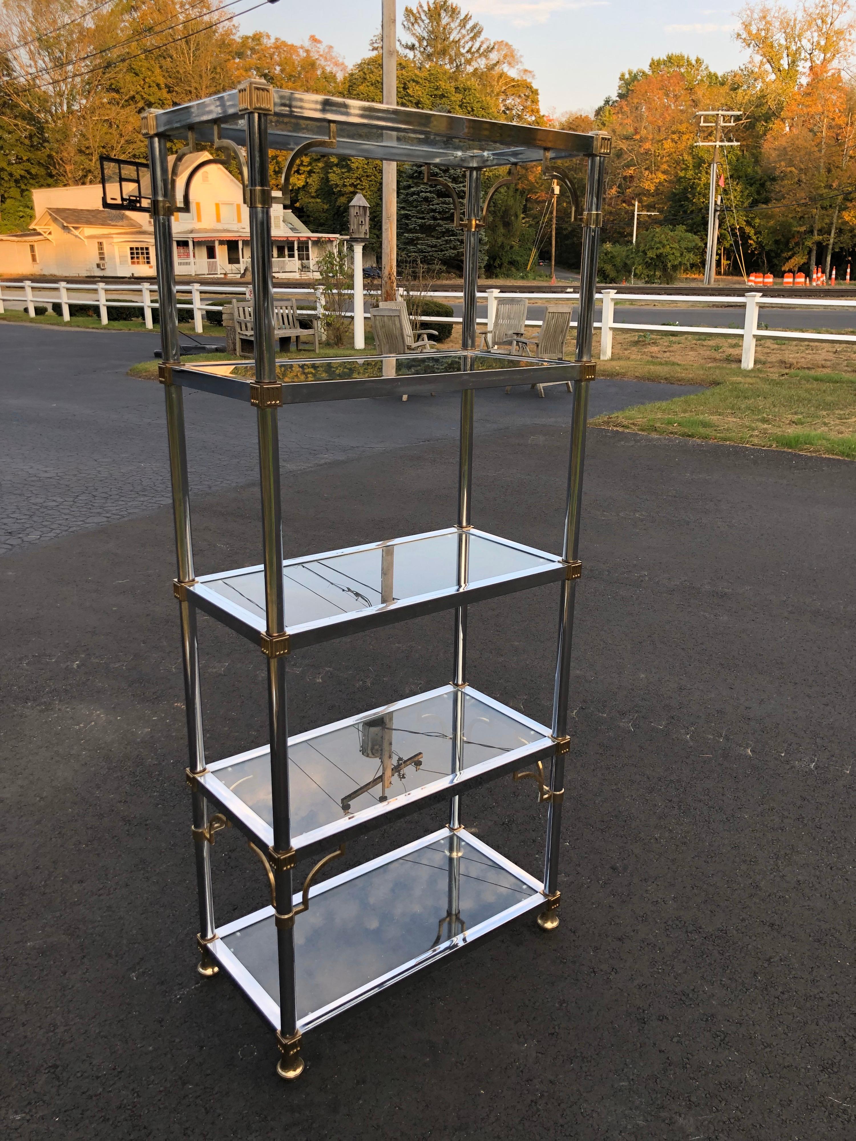 Maison Jansen Chrome and Glass Étagère 9