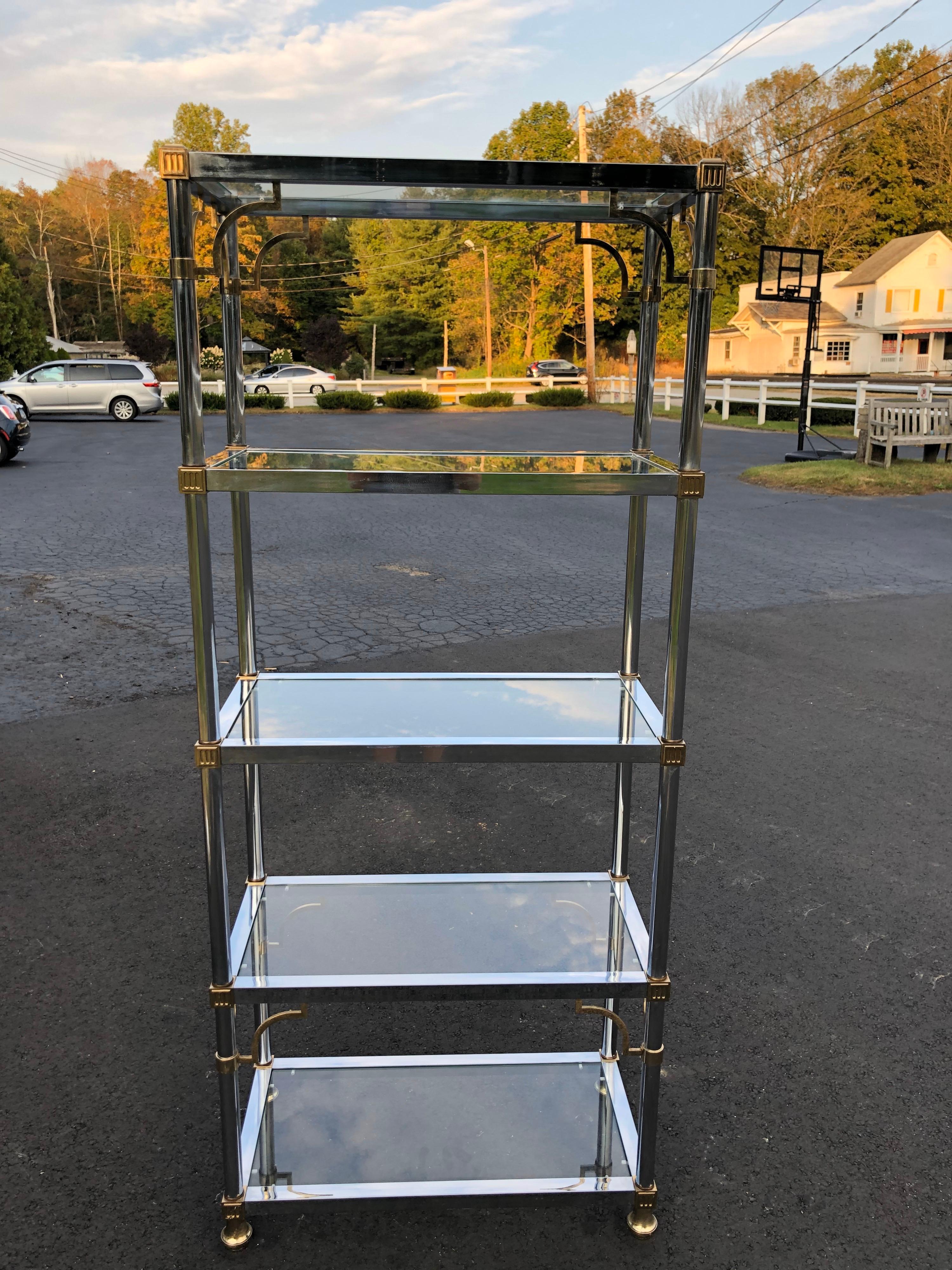 Maison Jansen Chrome and Glass Étagère In Good Condition In Redding, CT