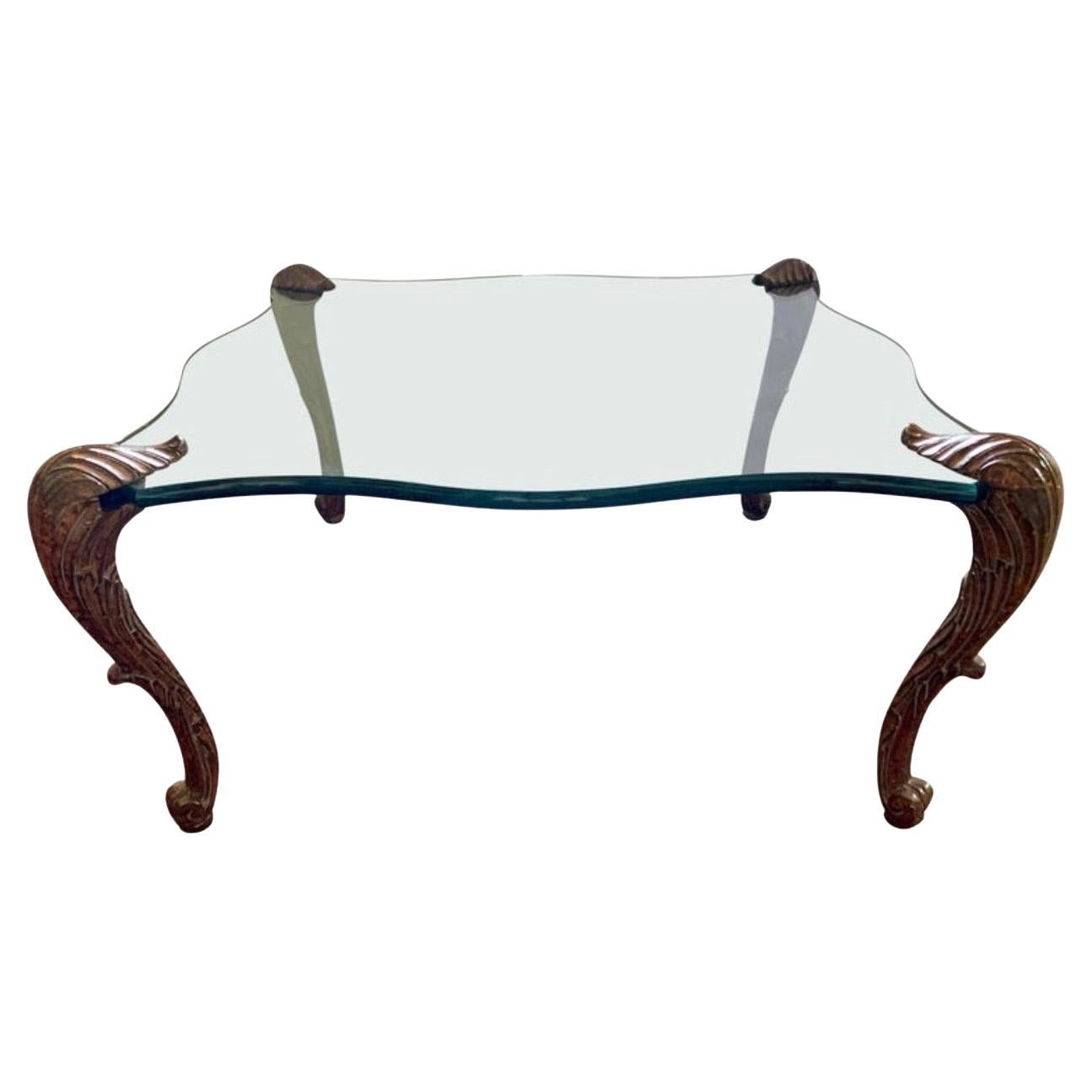 Maison Jansen Cocktail Coffee Table with Intricately Carved Cabriole Legs