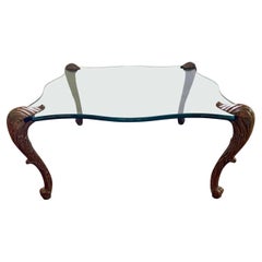 Maison Jansen Cocktail Coffee Table with Intricately Carved Cabriole Legs