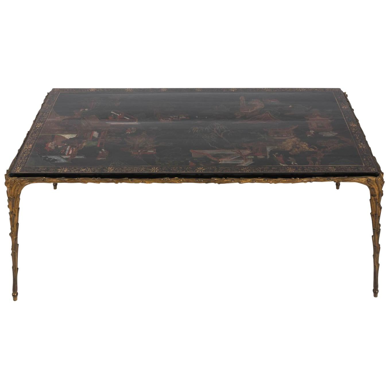 Maison Jansen Coffee Table with 18th Century Chinese Panel