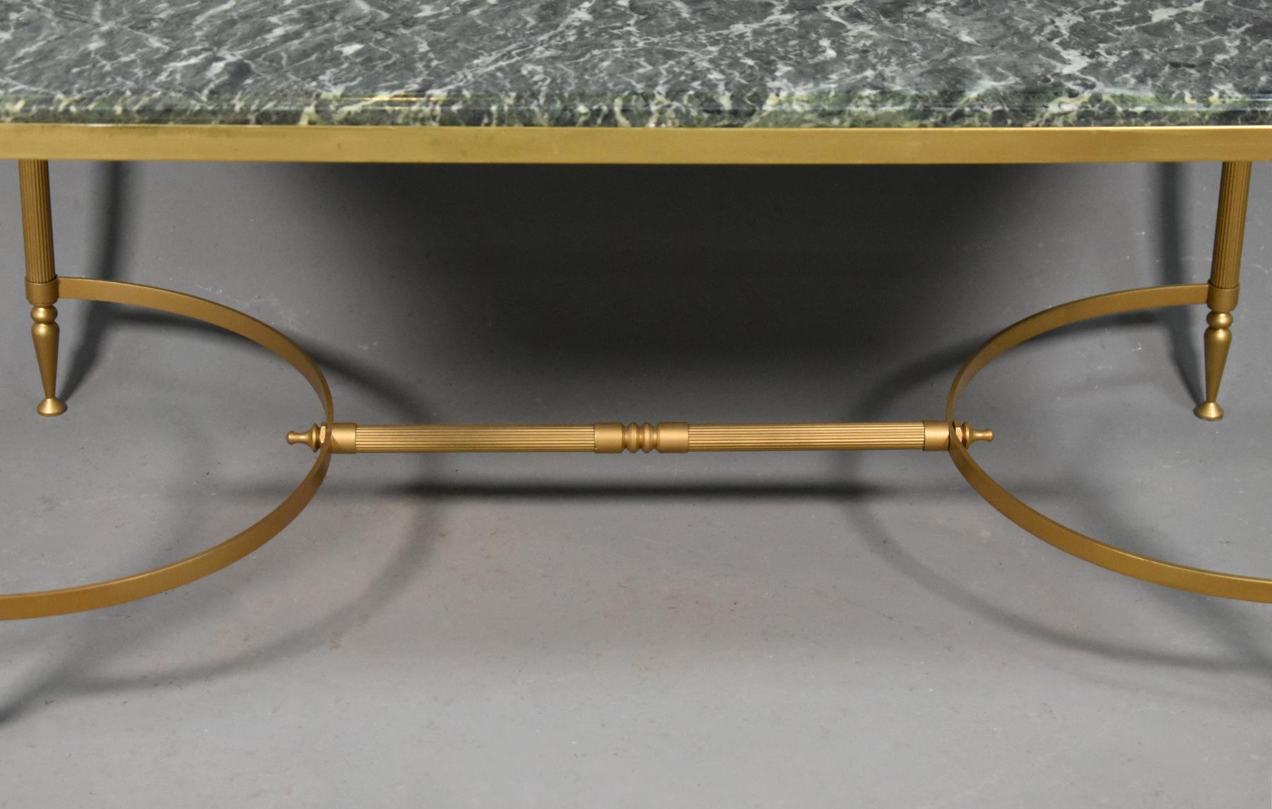 Maison Jansen Coffee Table with Green Marble Top, 1960 For Sale 2