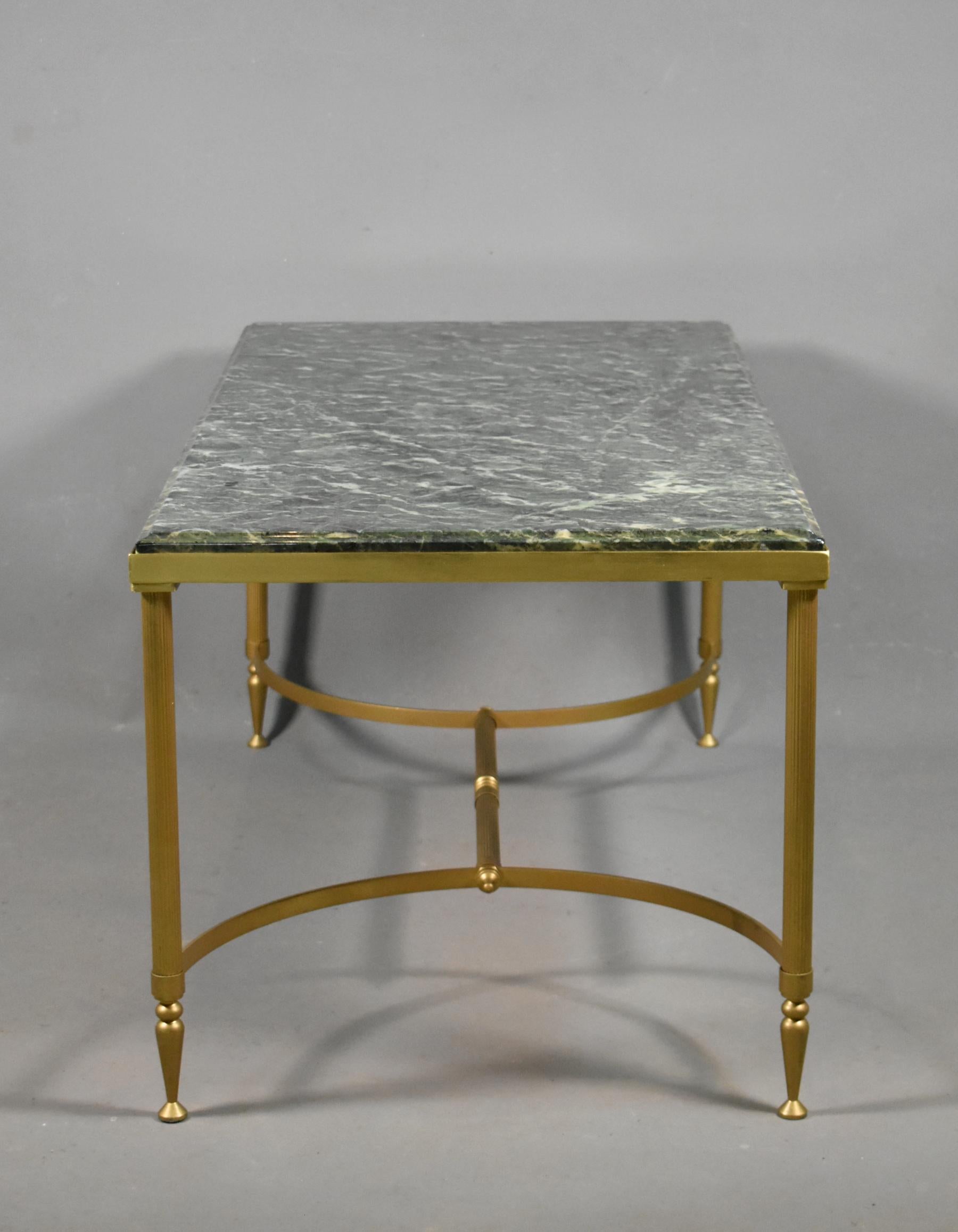 Maison Jansen Coffee Table with Green Marble Top, 1960 For Sale 4