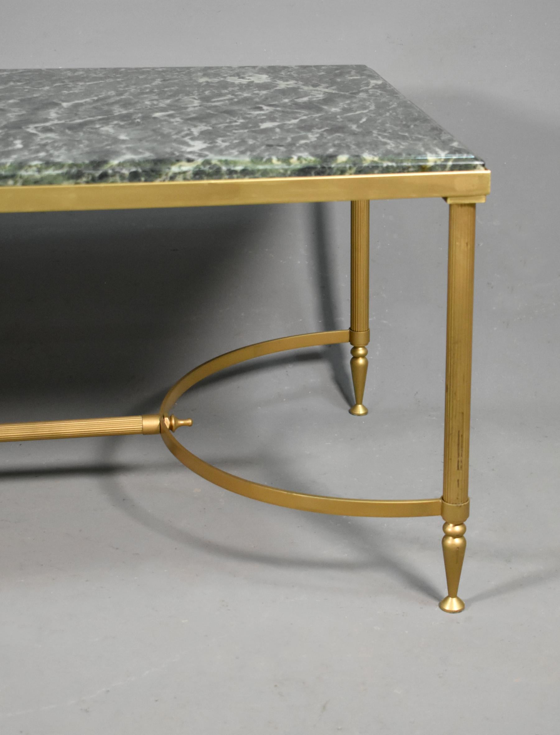 Maison Jansen Coffee Table with Green Marble Top, 1960 For Sale 1