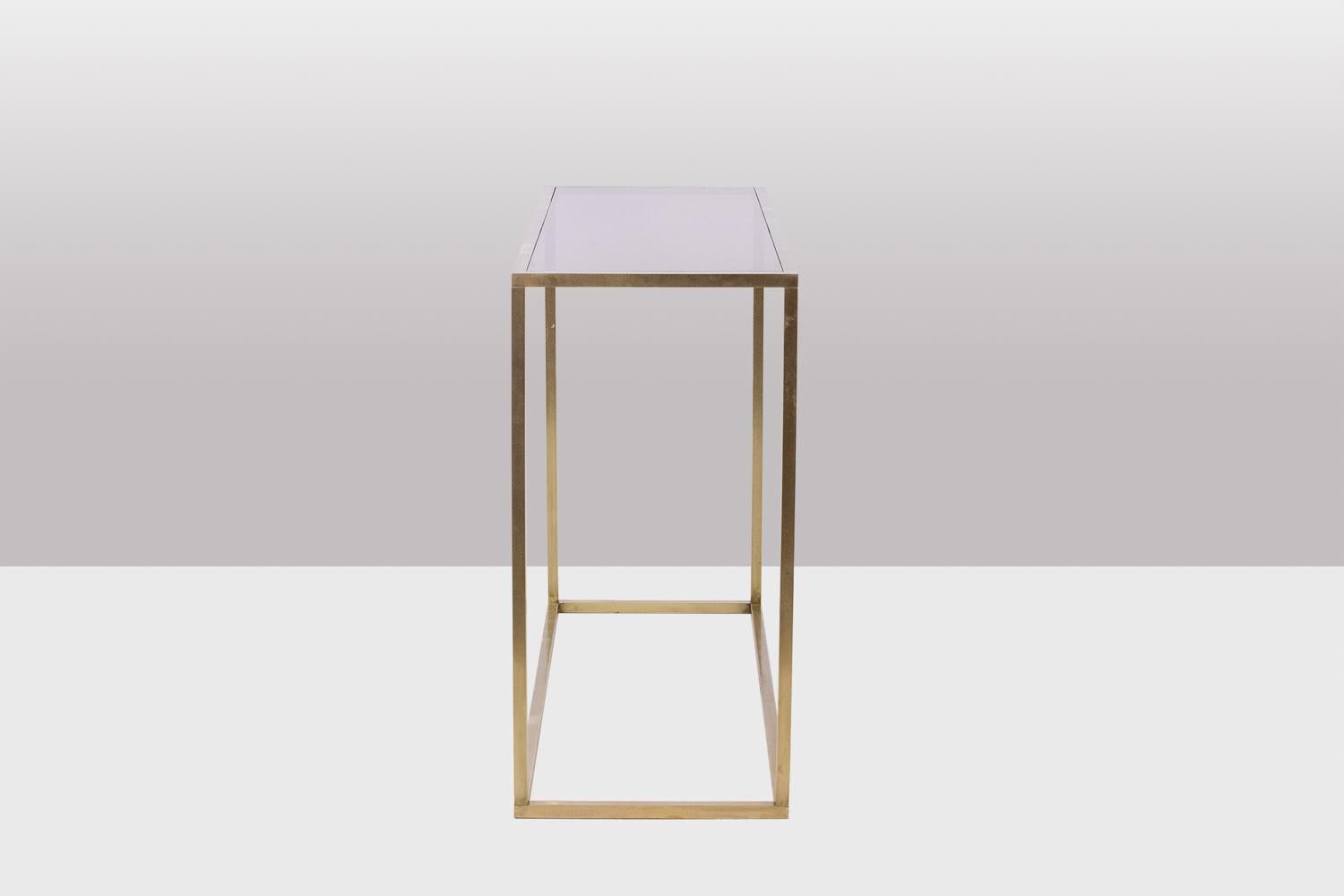 French Maison Jansen. Console in gilded brass. 1970s. For Sale