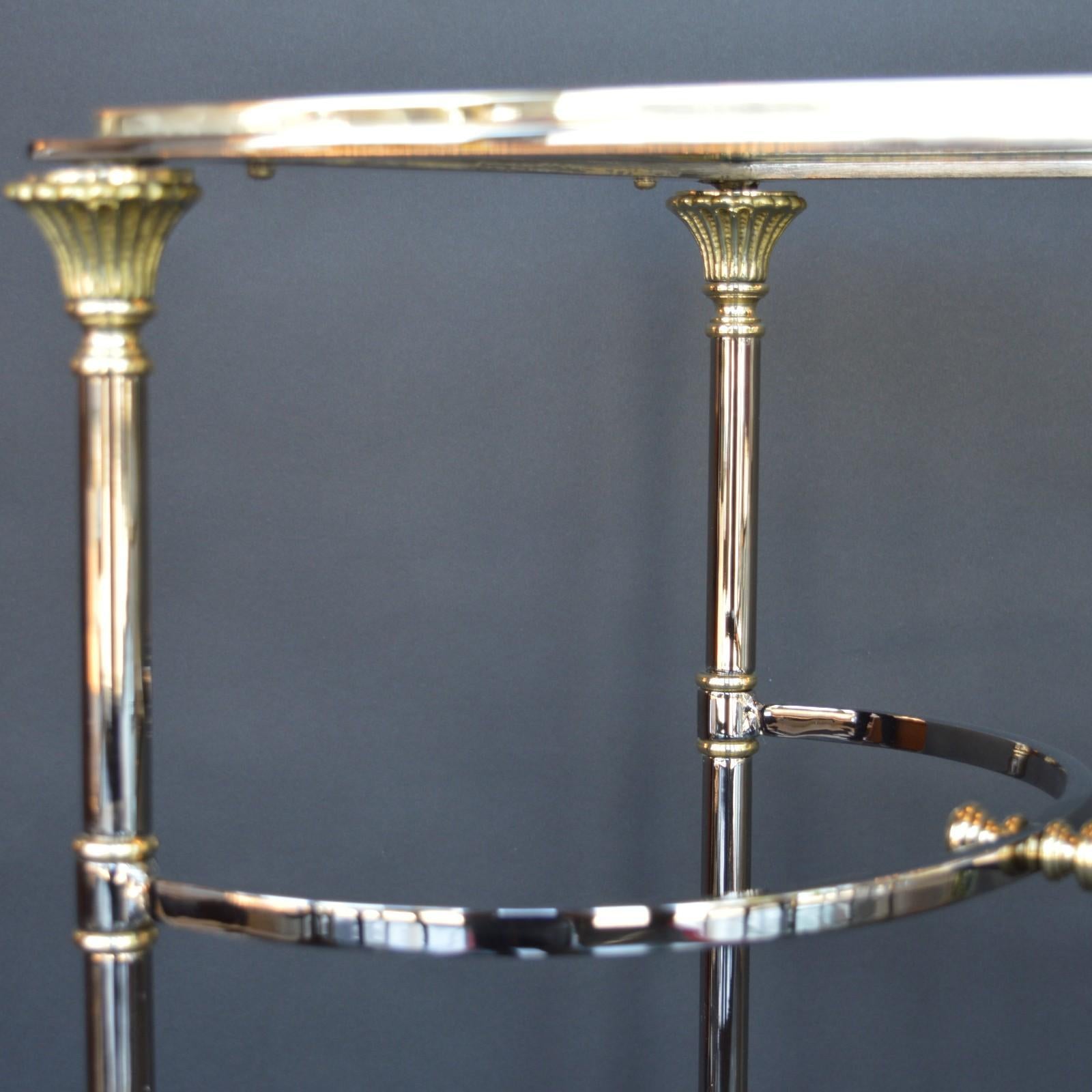Maison Jansen Console Table Brass chrome and glass Top 1