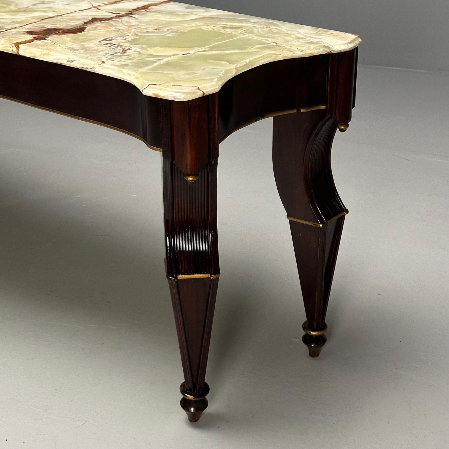 Maison Jansen, Console Table, Mahogany, Onyx Marble, Giltwood, France, 1940s  For Sale 1
