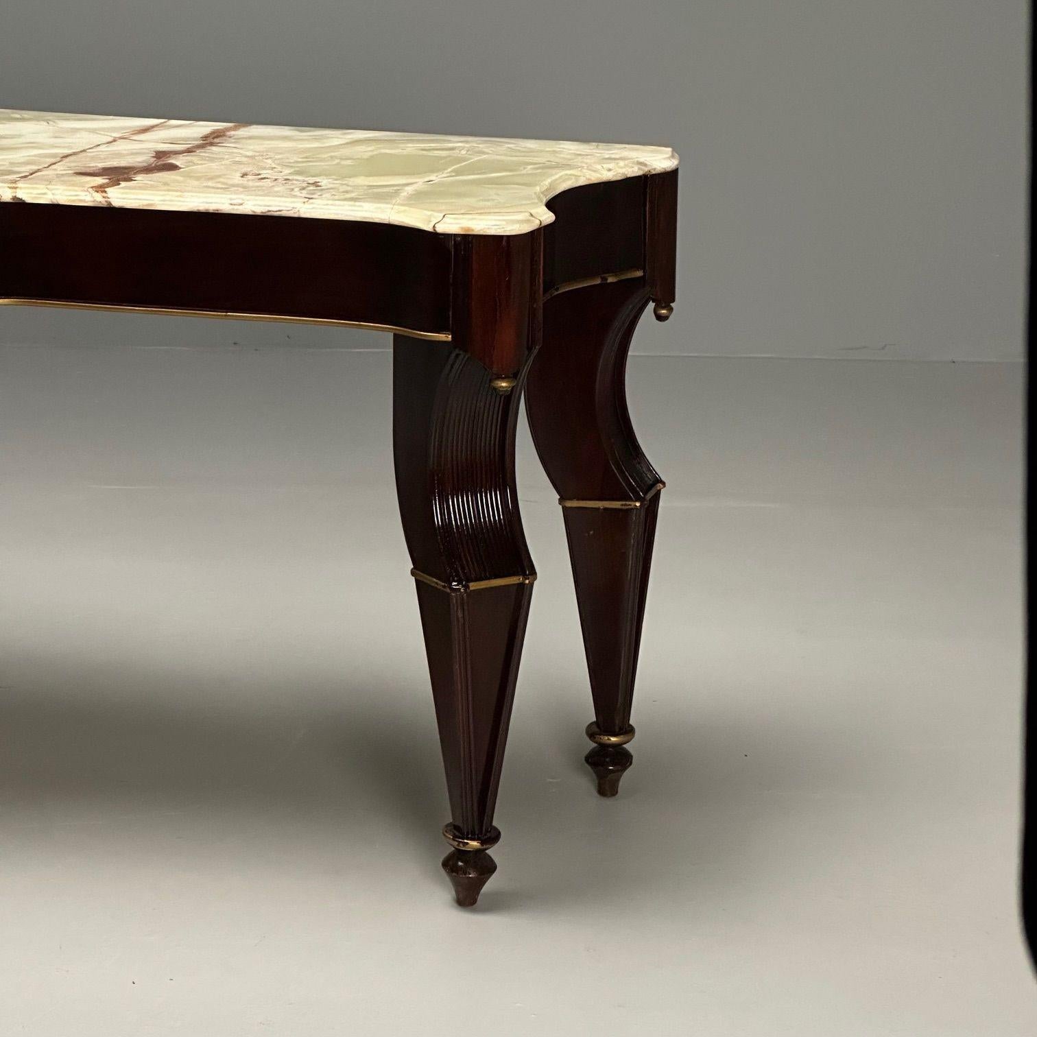 Maison Jansen, Console Table, Mahogany, Onyx Marble, Giltwood, France, 1940s  For Sale 2