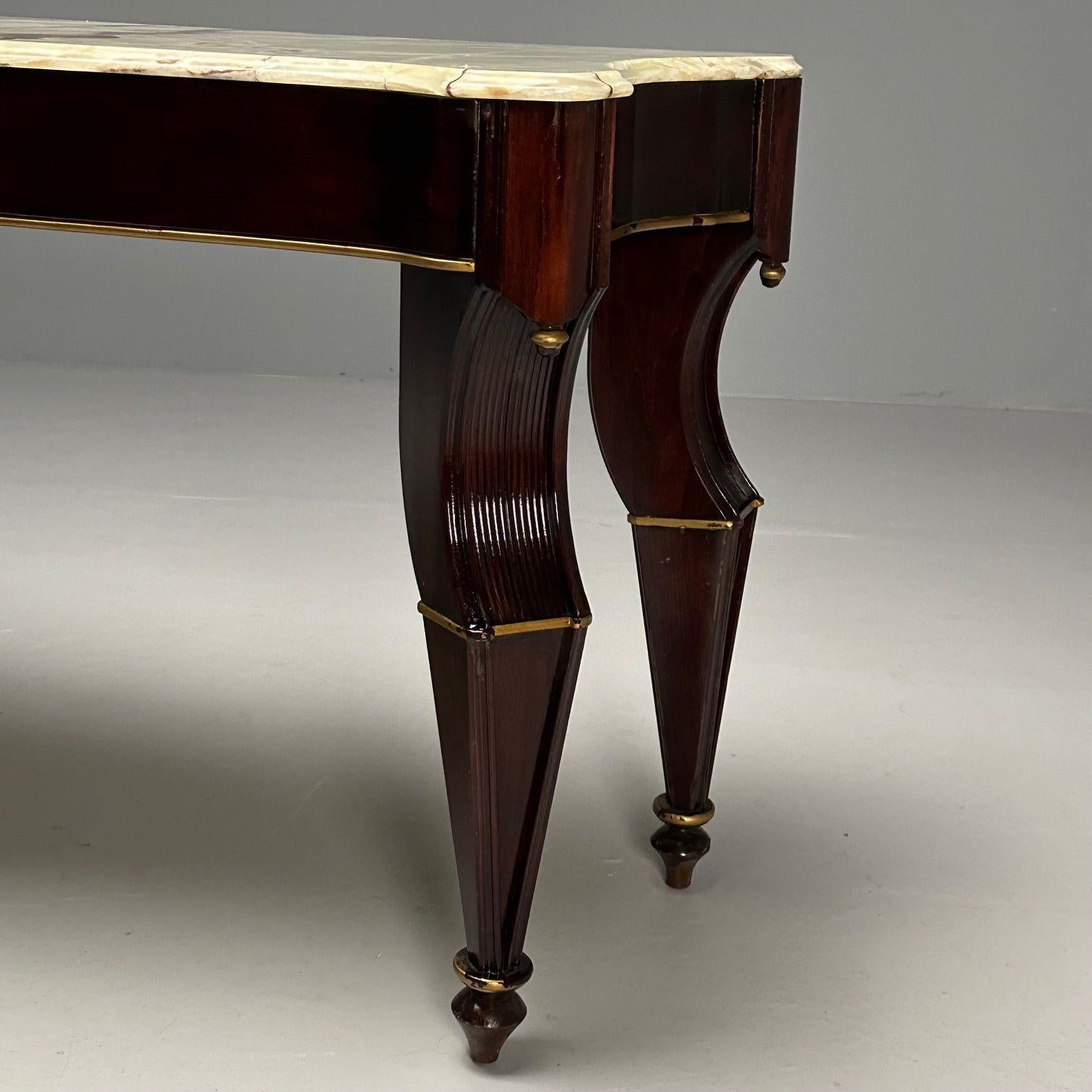 Maison Jansen, Console Table, Mahogany, Onyx Marble, Giltwood, France, 1940s  For Sale 3