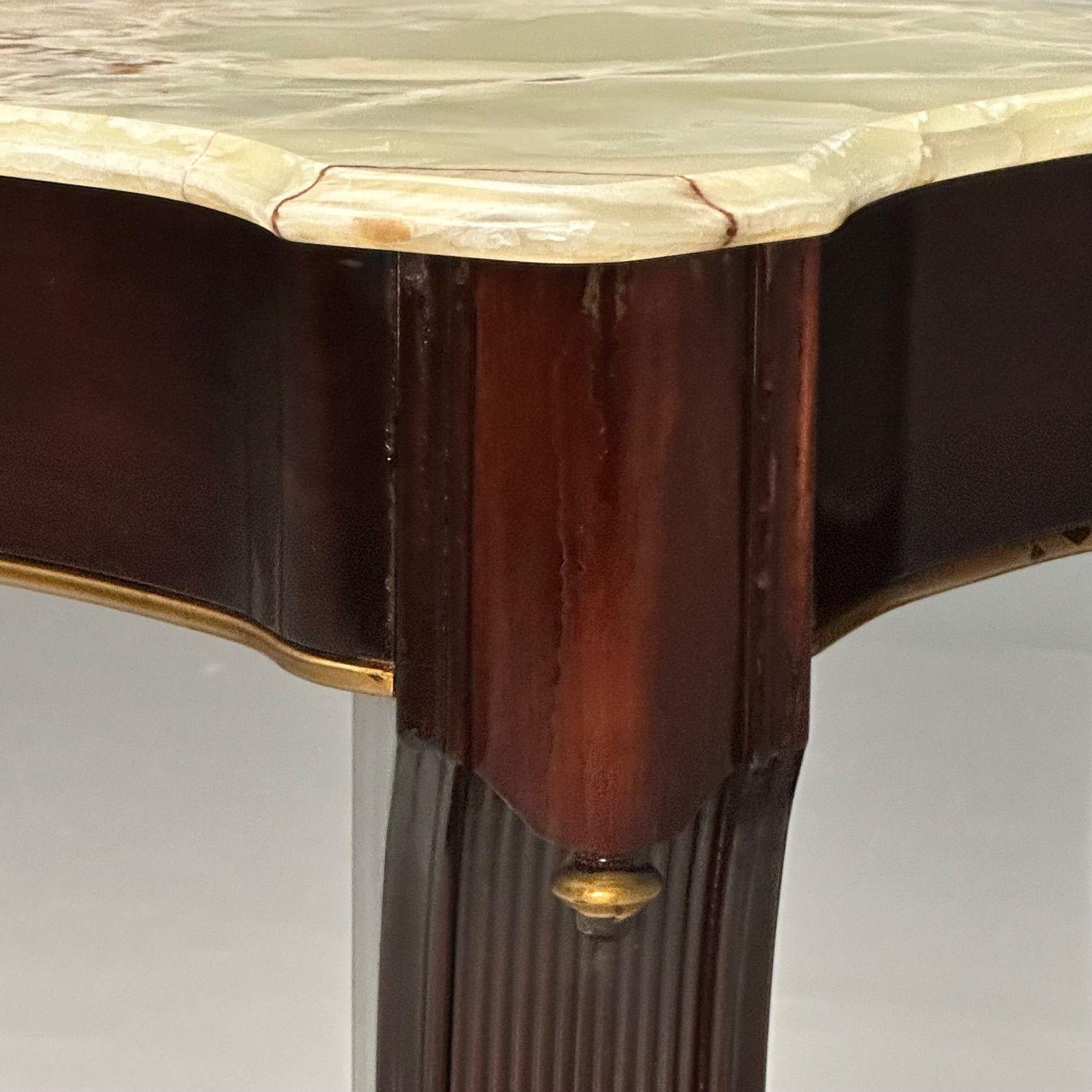 Maison Jansen, Console Table, Mahogany, Onyx Marble, Giltwood, France, 1940s  For Sale 4