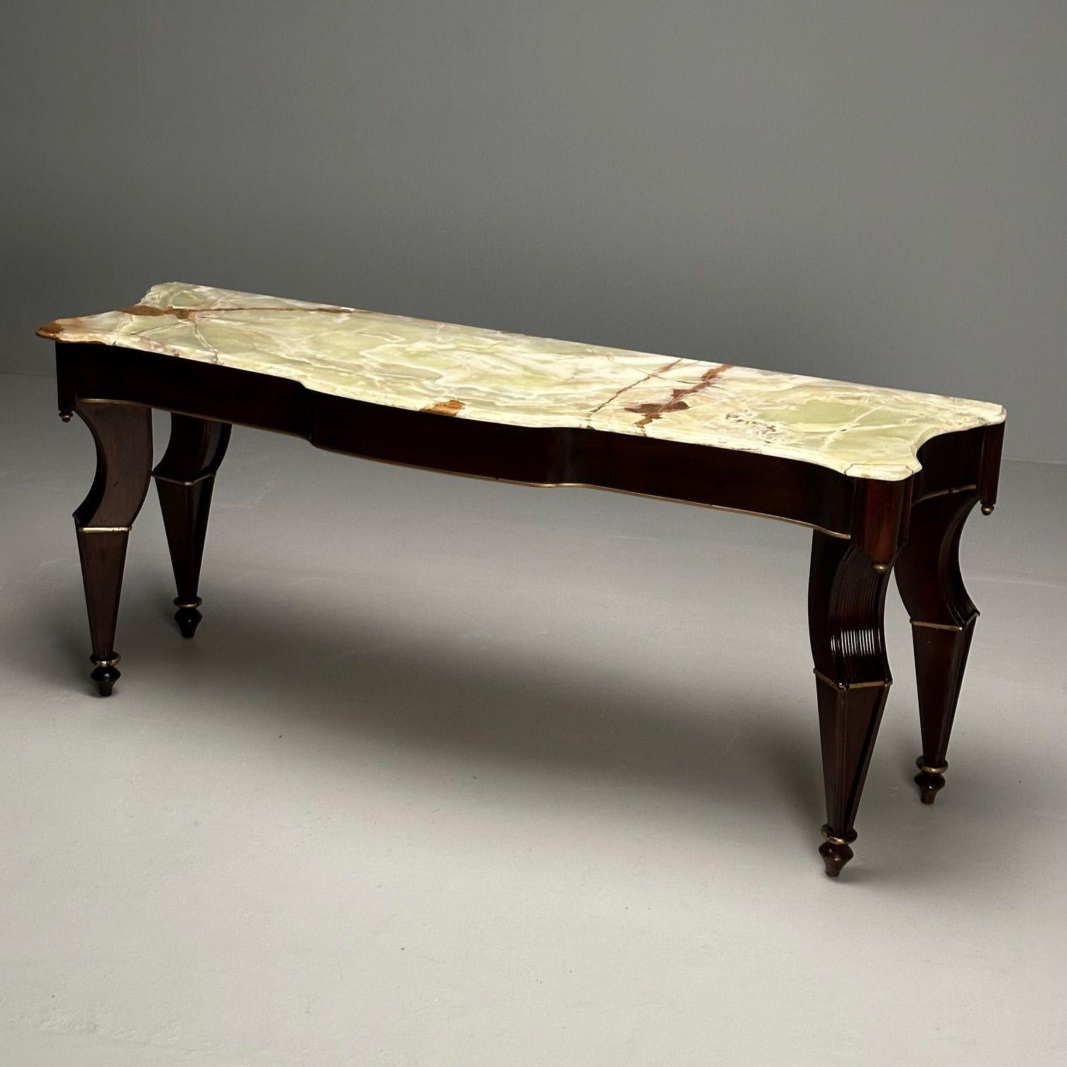 Maison Jansen, Console Table, Mahogany, Onyx Marble, Giltwood, France, 1940s  For Sale 5