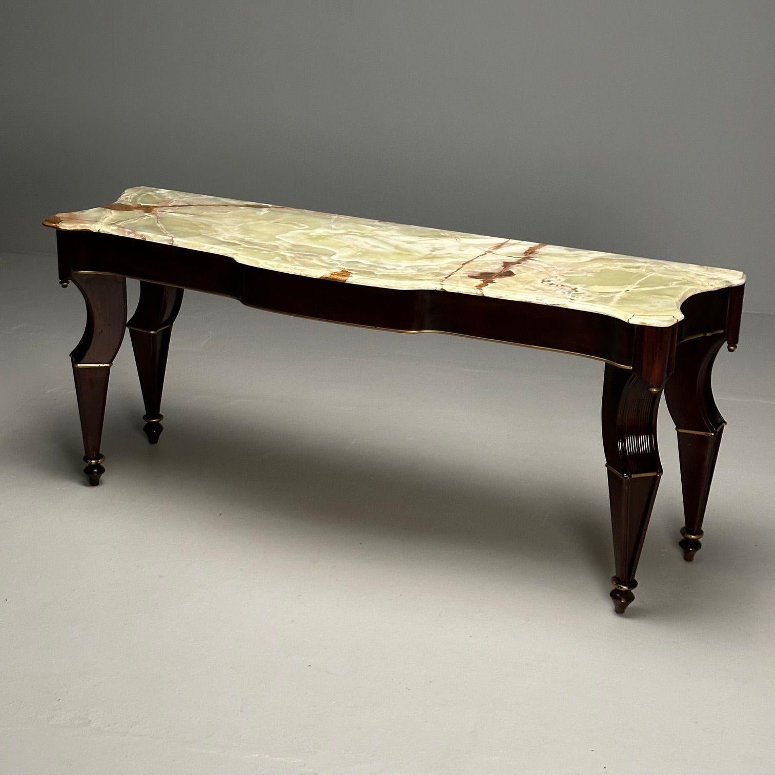 Maison Jansen, Console Table, Mahogany, Onyx Marble, Giltwood, France, 1940s  In Good Condition For Sale In Stamford, CT