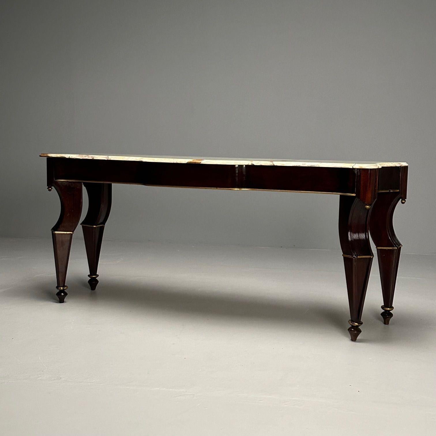 Mid-20th Century Maison Jansen, Console Table, Mahogany, Onyx Marble, Giltwood, France, 1940s  For Sale