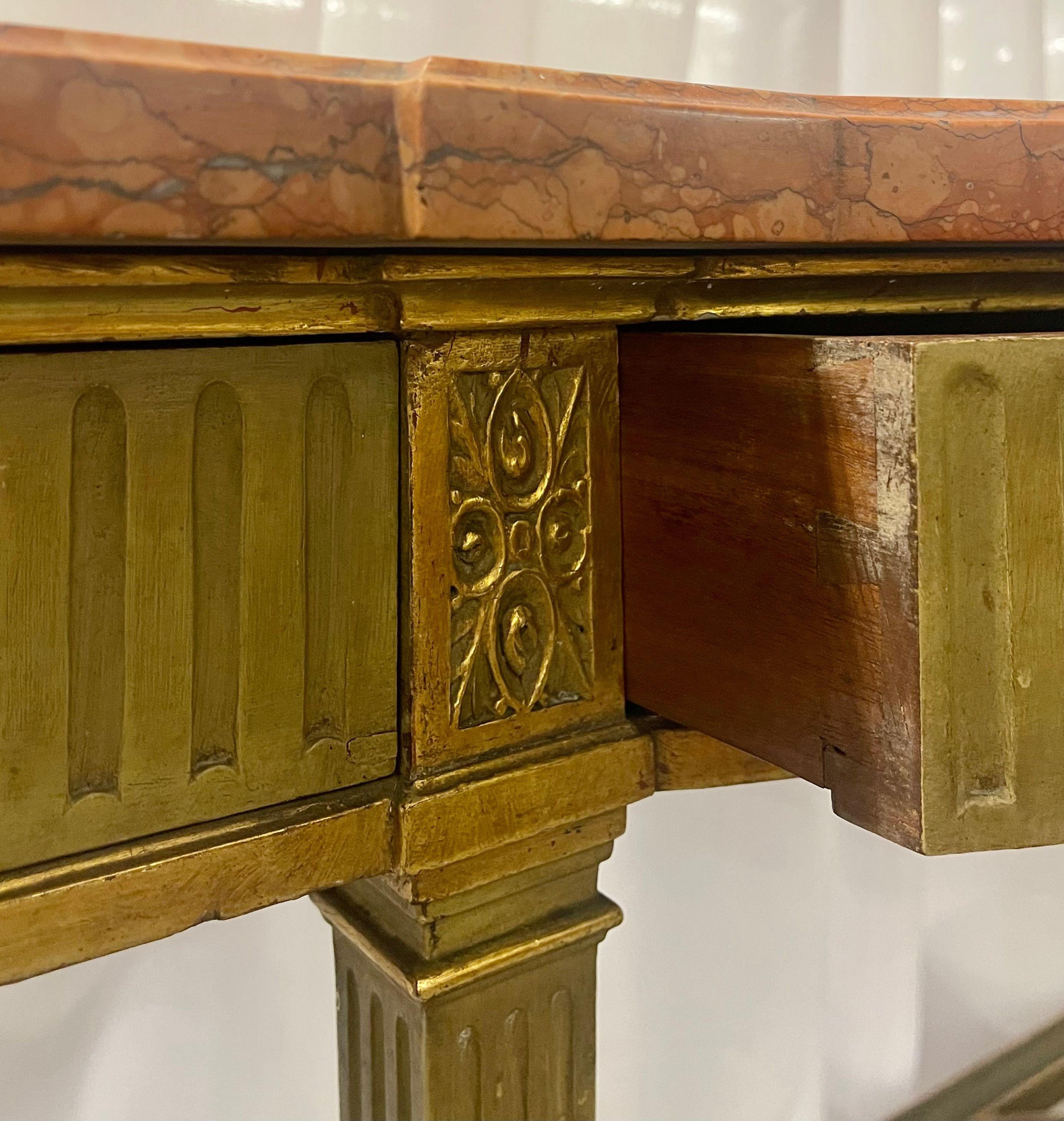 1940s French Neoclassical Style Painted Console with Marble Top For Sale 5