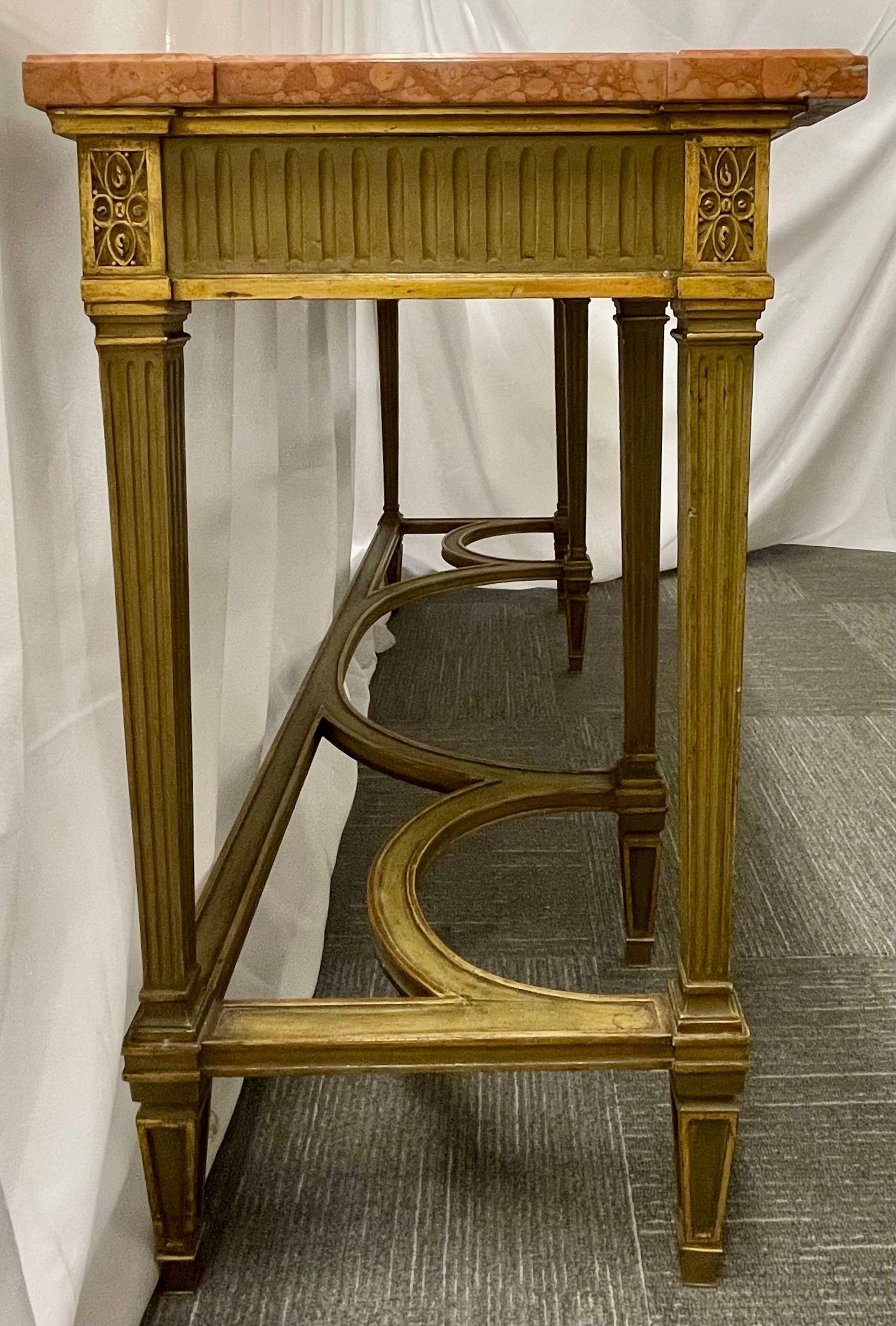 1940s French Neoclassical Style Painted Console with Marble Top For Sale 8
