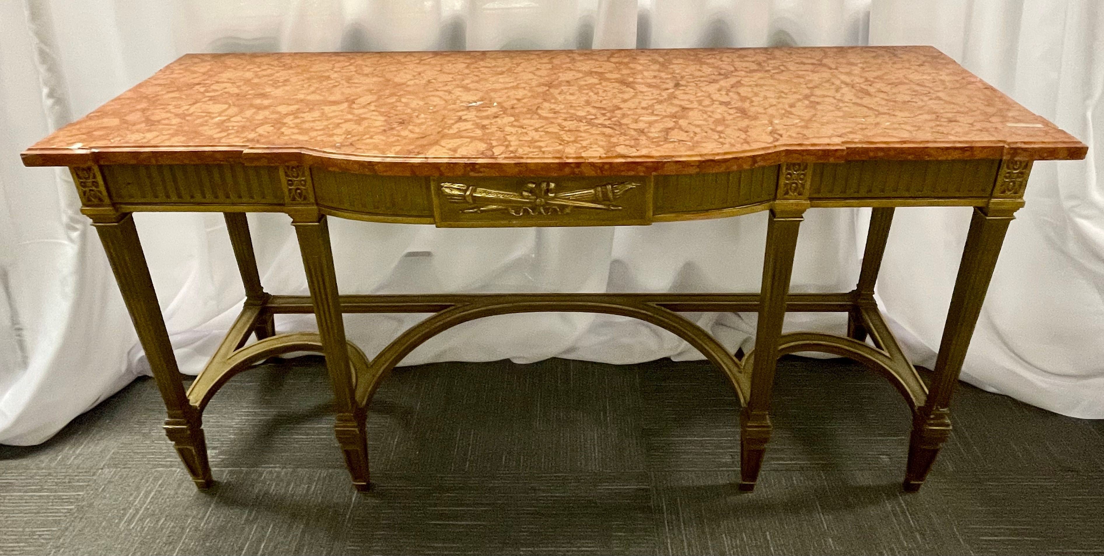 1940s French Neoclassical Style Painted Console with Marble Top