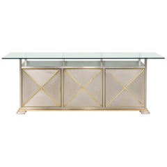 Maison Jansen Credenza with Clear Glass Top