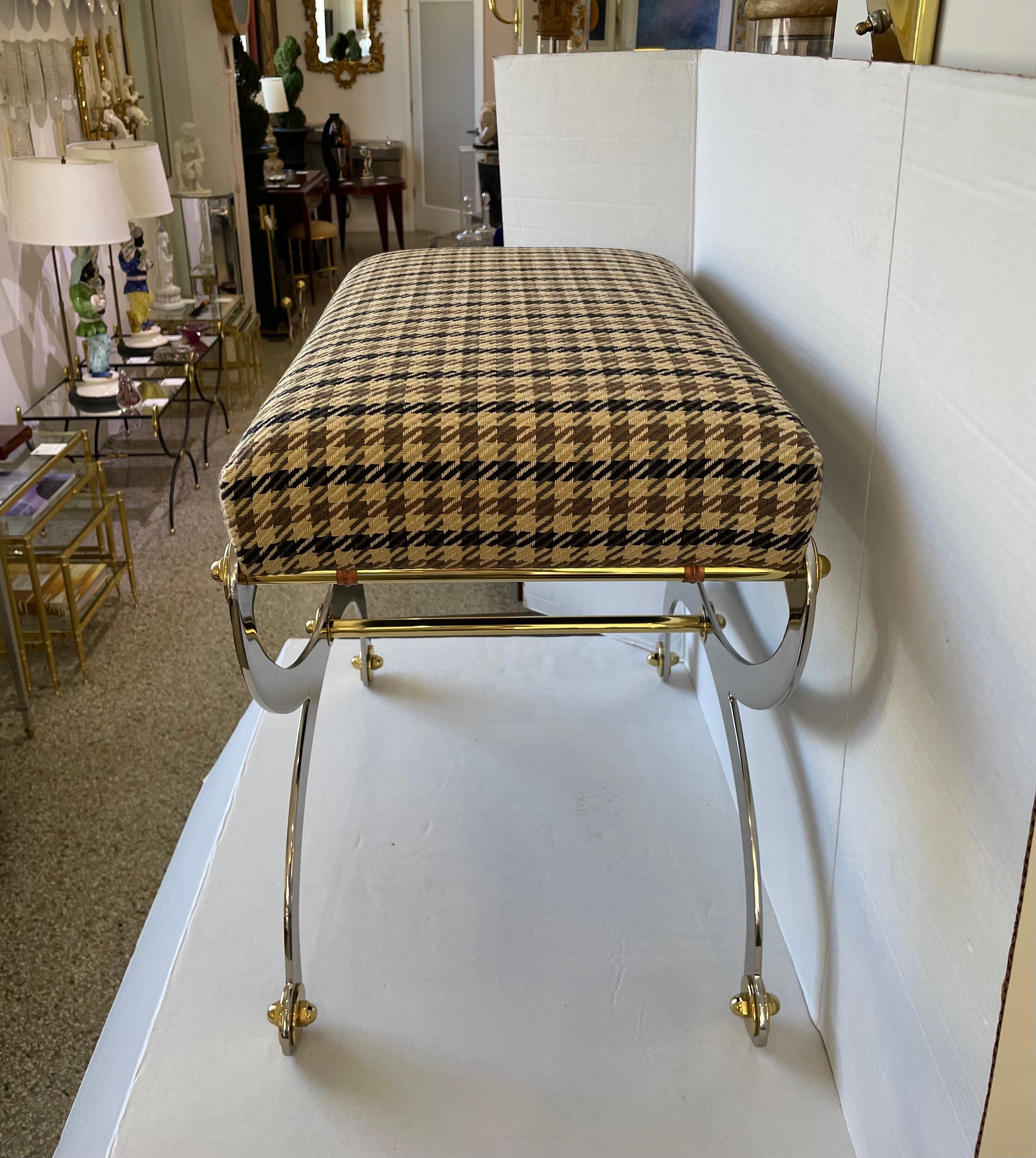 Brass Maison Jansen Curule Bench