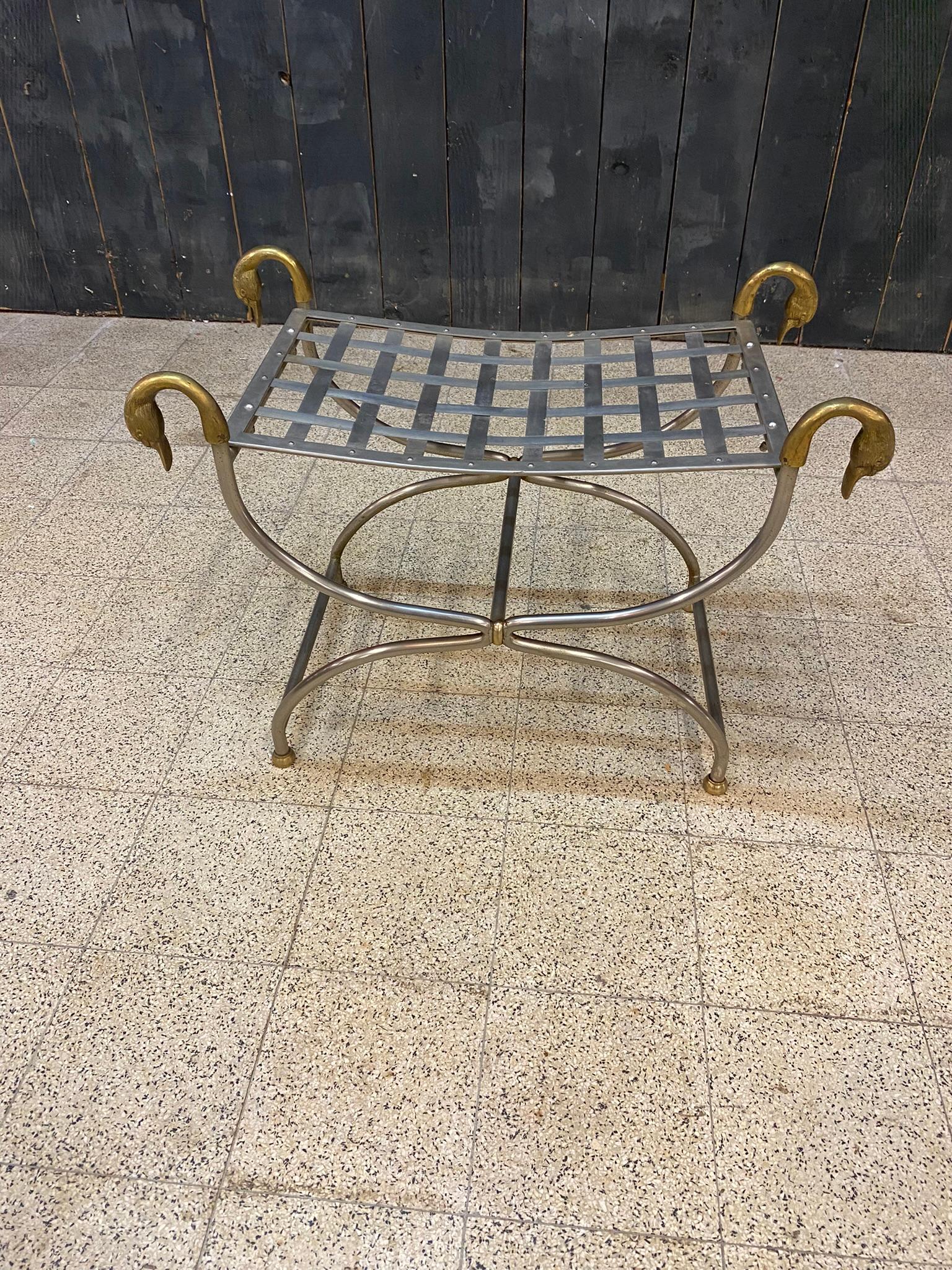 Maison Jansen, curulle stool in steel and brass circa 1950/1960
top quality.