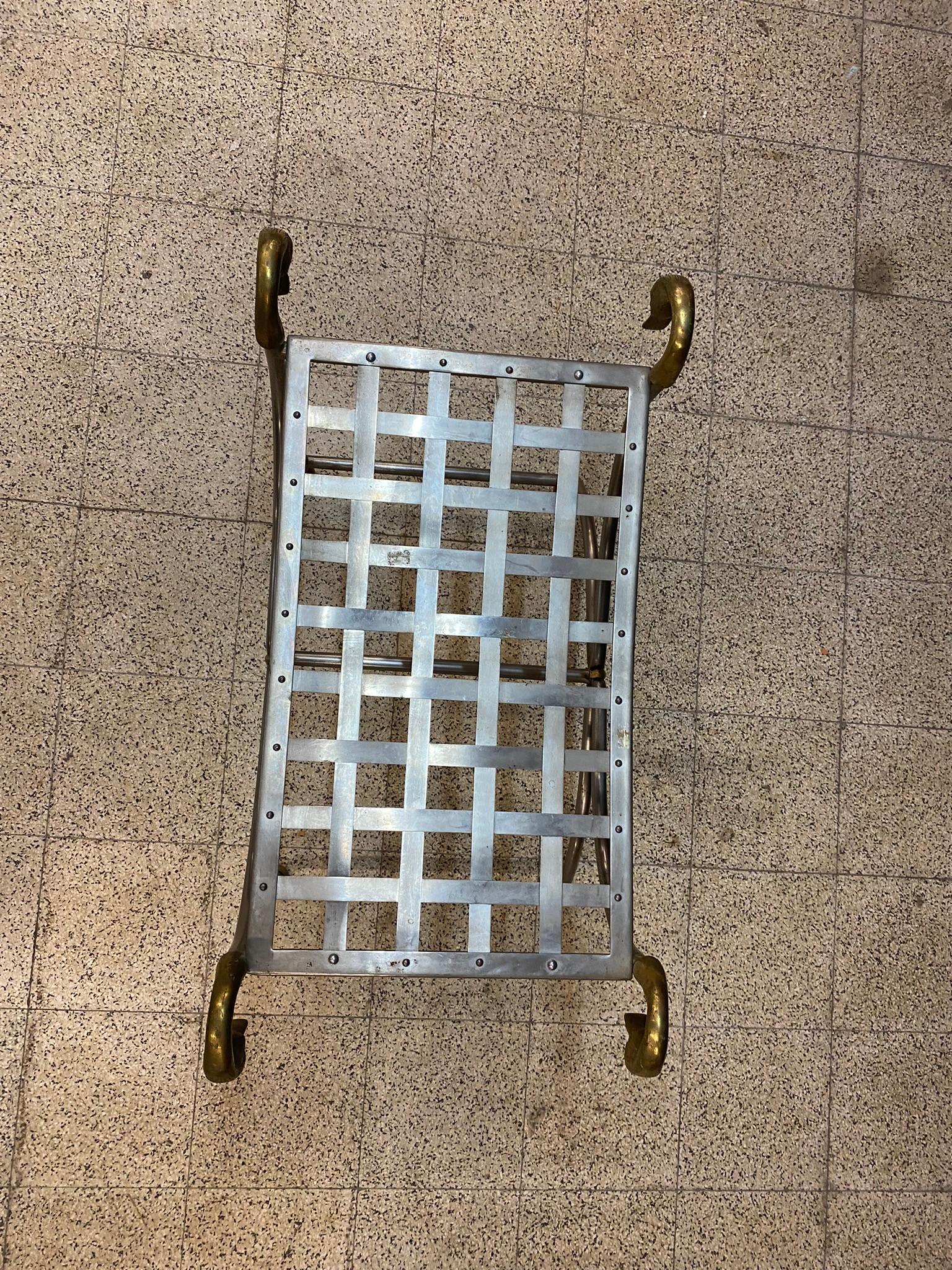 Maison Jansen, Curulle Stool in Steel and Brass, circa 1950/1960 In Good Condition For Sale In Mouscron, WHT