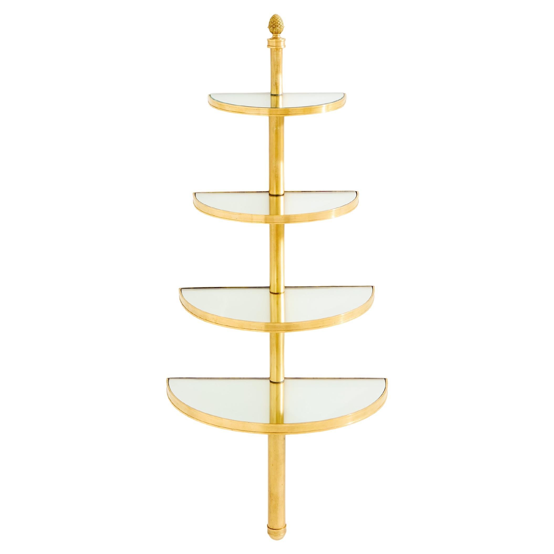 Maison Jansen demi-lune bronze and mirror shelving unit 1932