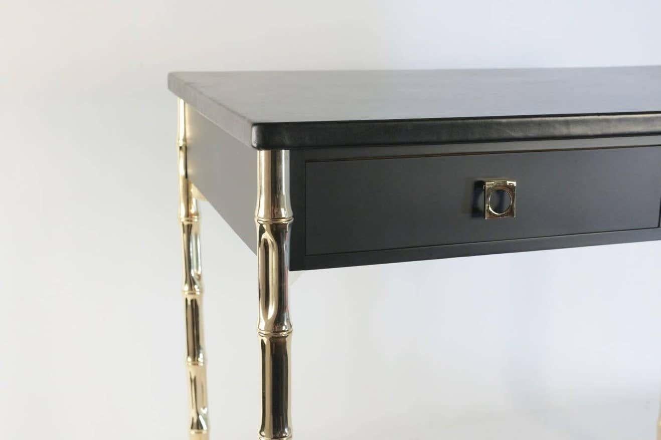Maison Jansen Desk from the 60s with Brass Handles Guy Lefèvre In Good Condition In Saint-Ouen, FR