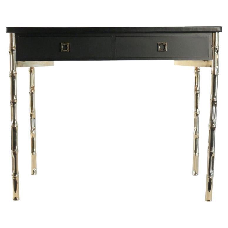 Maison Jansen Desk from the 60s with Brass Handles Guy Lefèvre