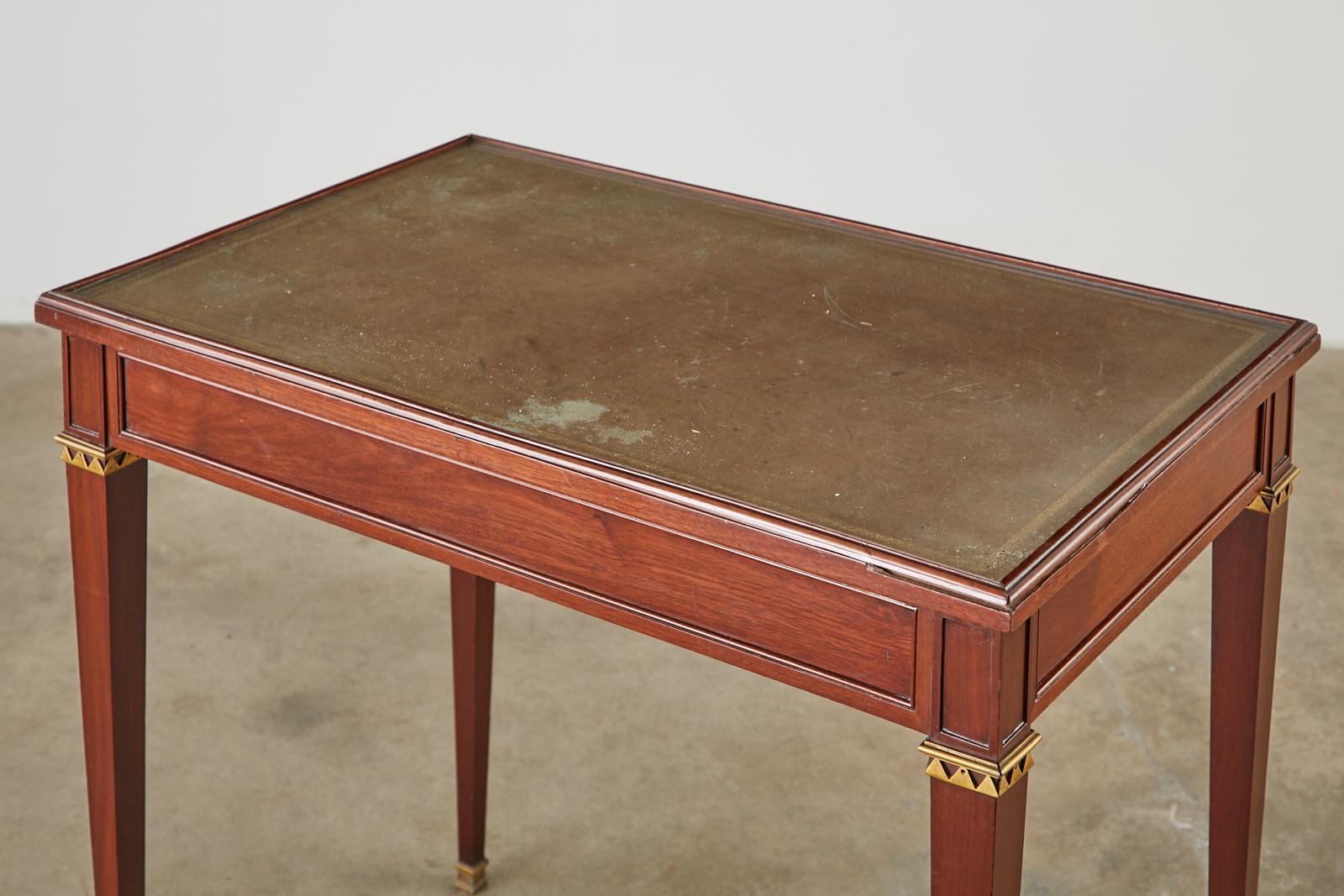 Hand-Crafted Maison Jansen Diminutive Bronze Mounted Writing Table For Sale