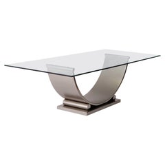 Dining table in Brushed Steel, 1970s