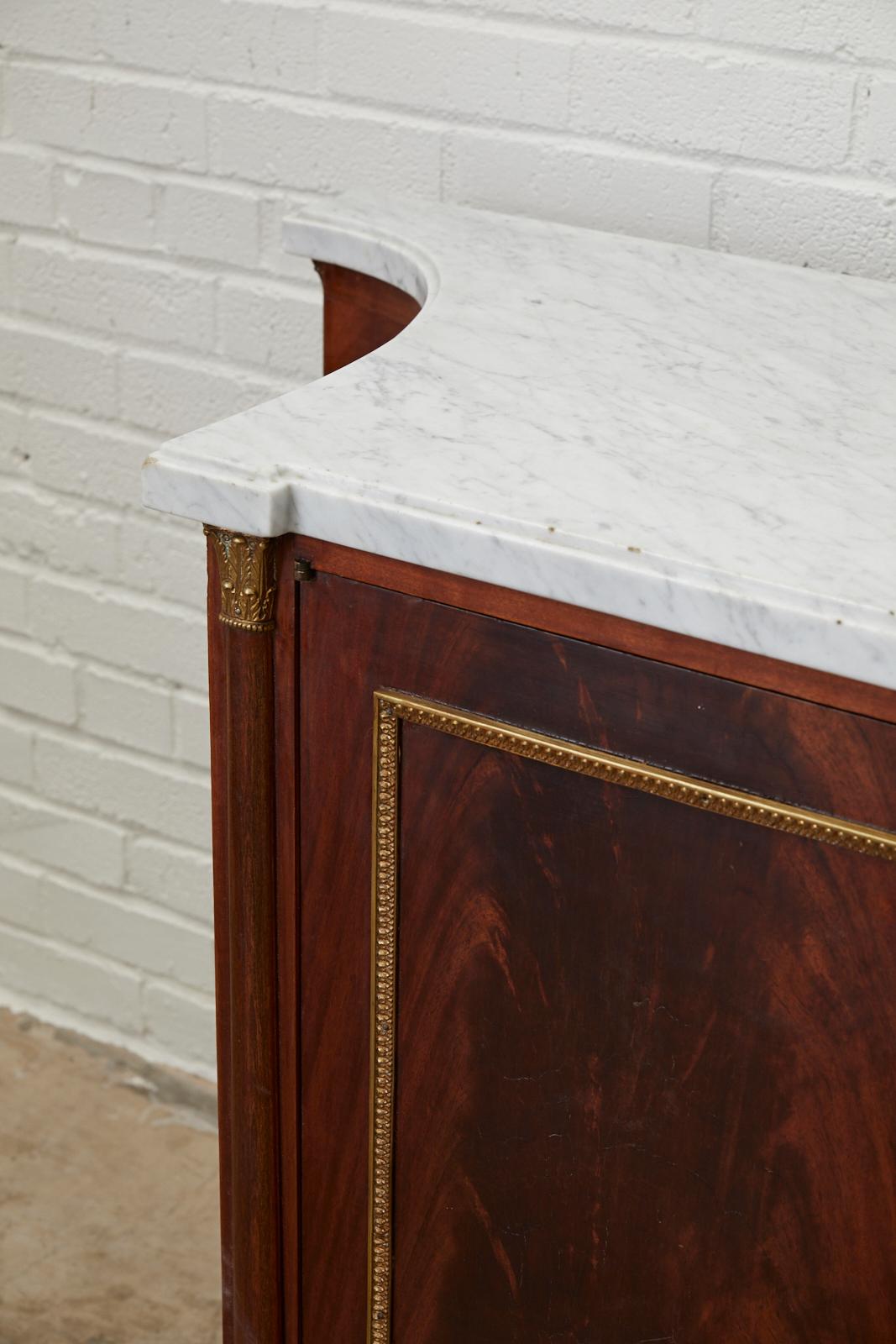 Maison Jansen Style Directoire Mahogany Marble Sideboard Server In Good Condition In Rio Vista, CA