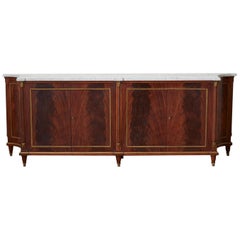 Maison Jansen Style Directoire Mahogany Marble Sideboard Server